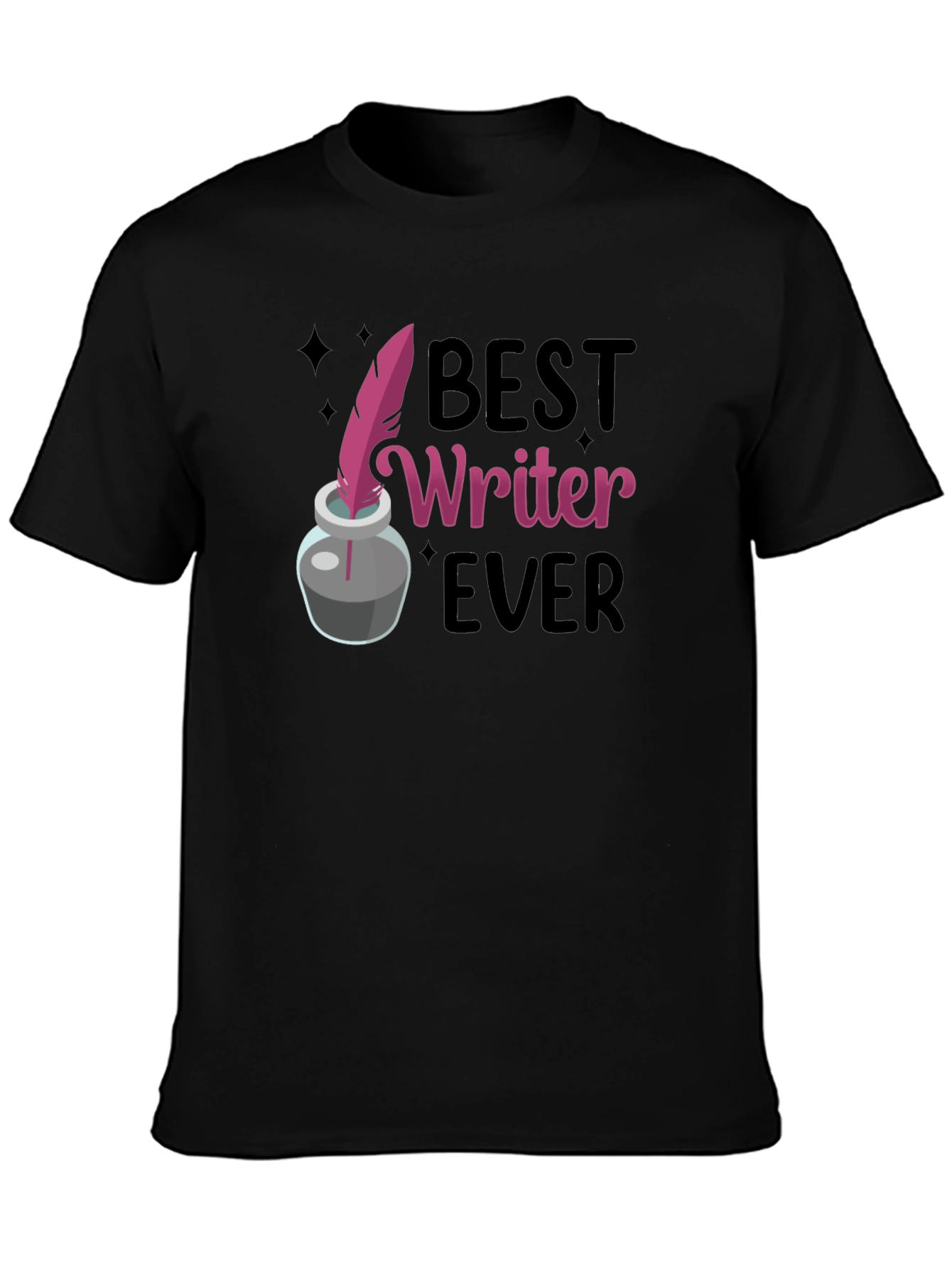 Black Best Writer Ever T-Shirt - Ink Quill Design view 3