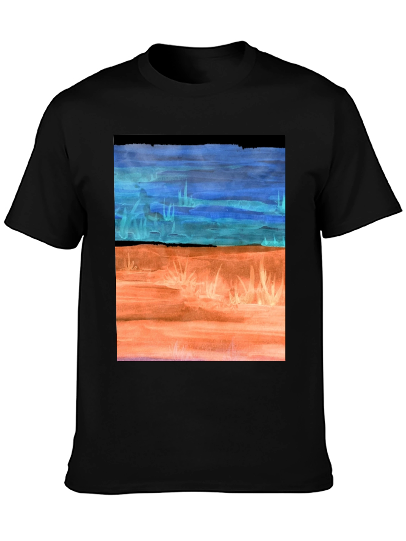 Black Watercolor Landscape T-Shirt - Artsy Graphic Tee view 3