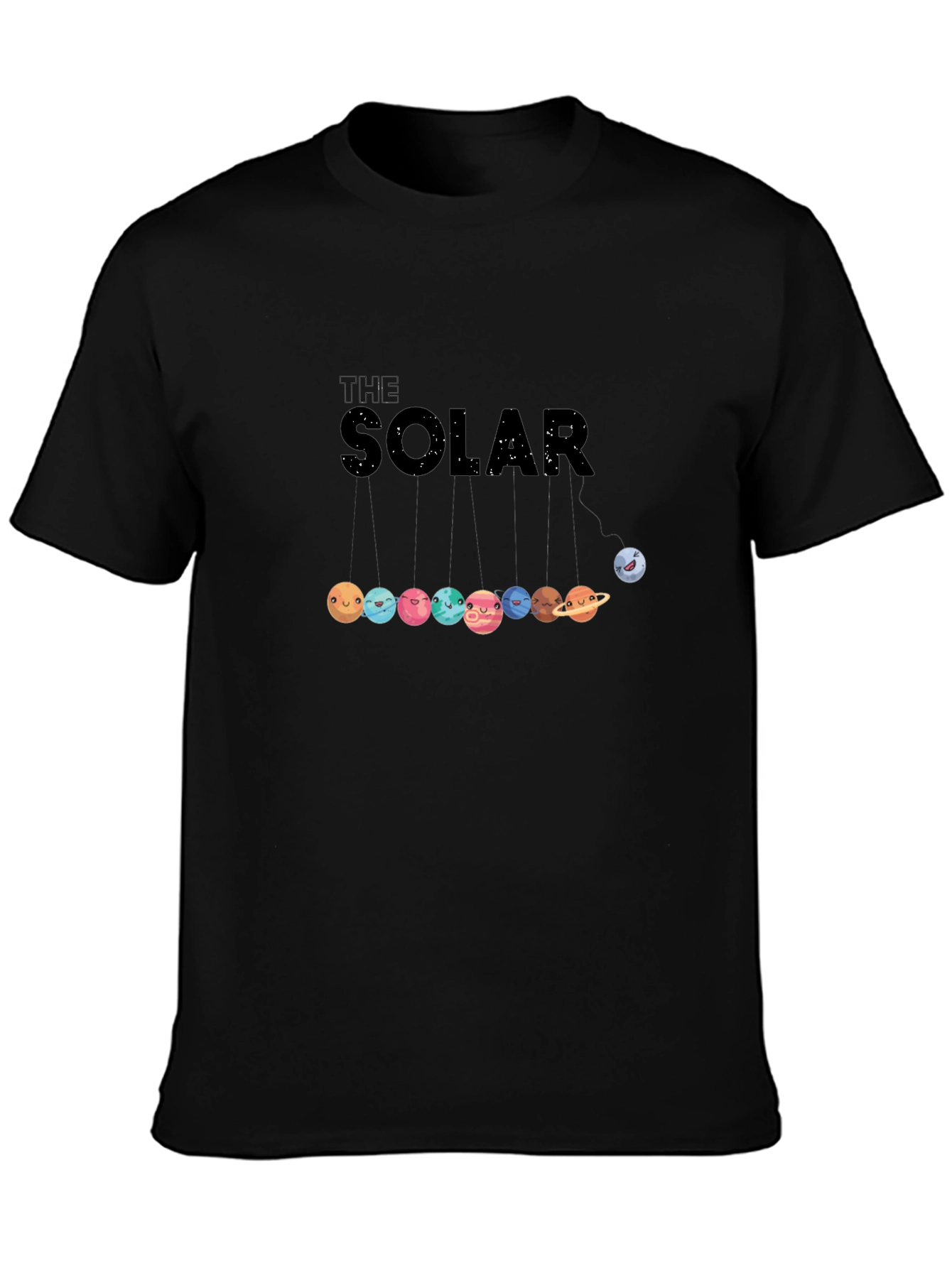 Black Solar System Planets Graphic Black T-Shirt view 3