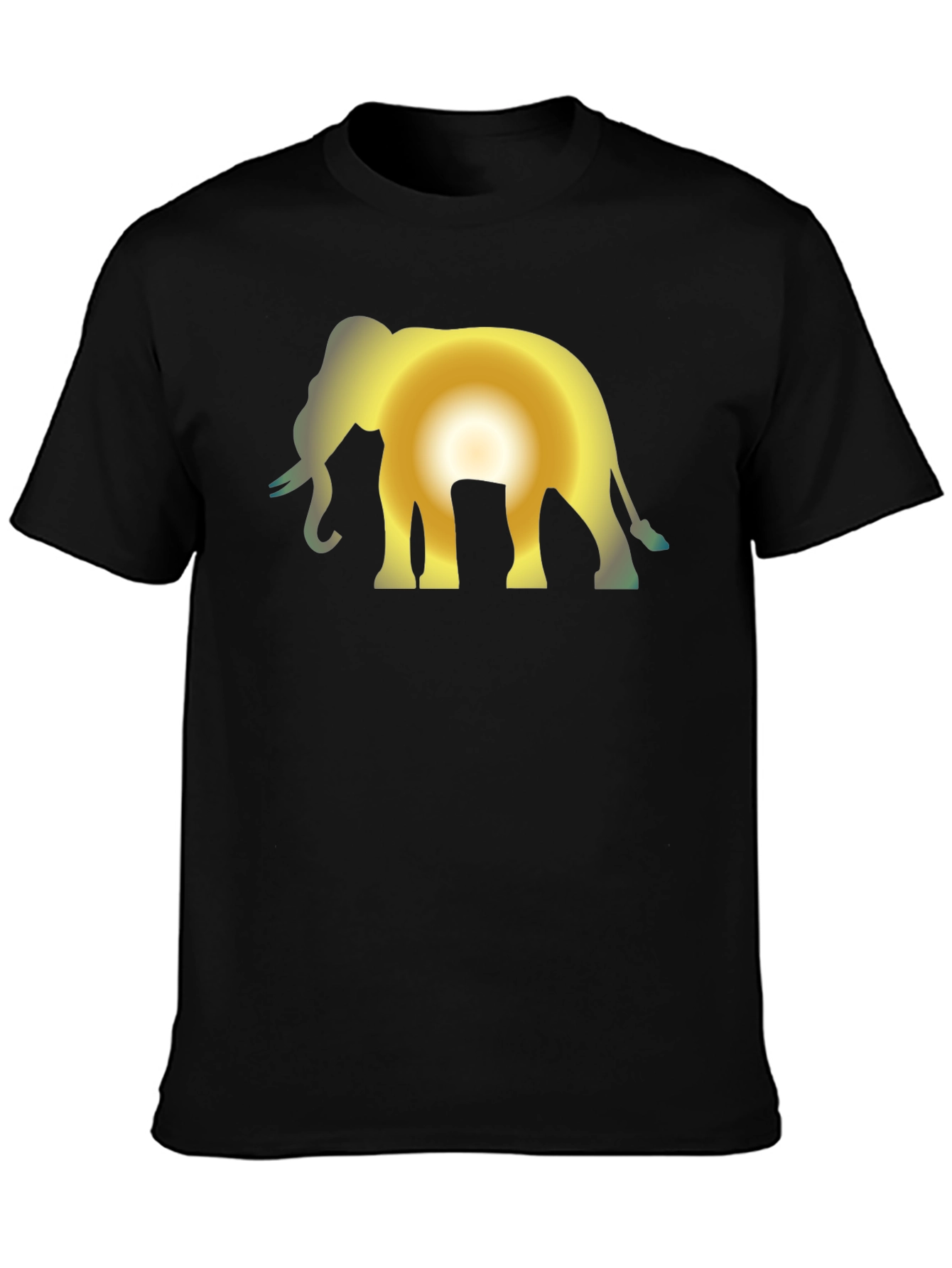 Black Elephant Sunset Black T-Shirt view 3