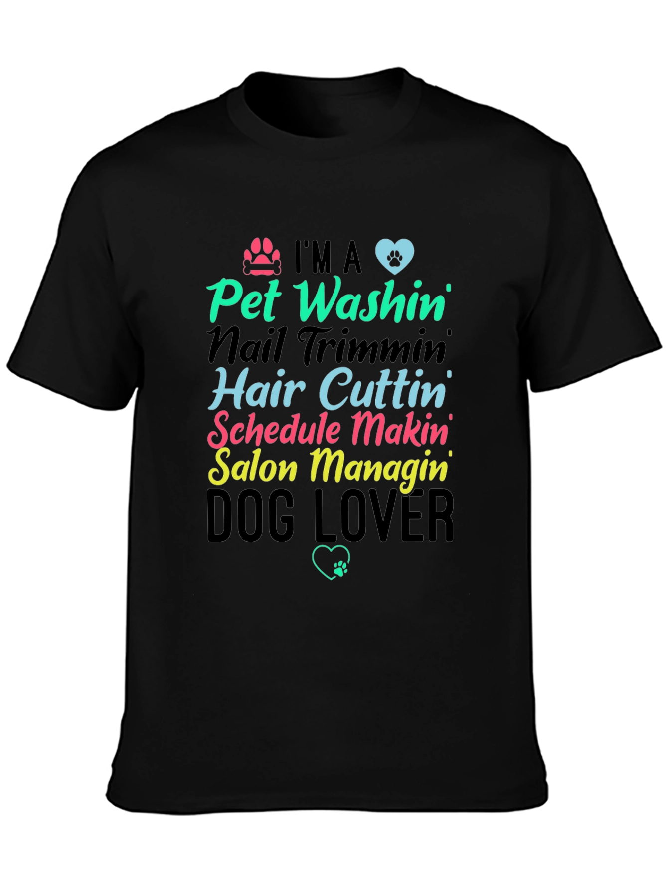 Black Pet Groomer Graphic T-Shirt view 3