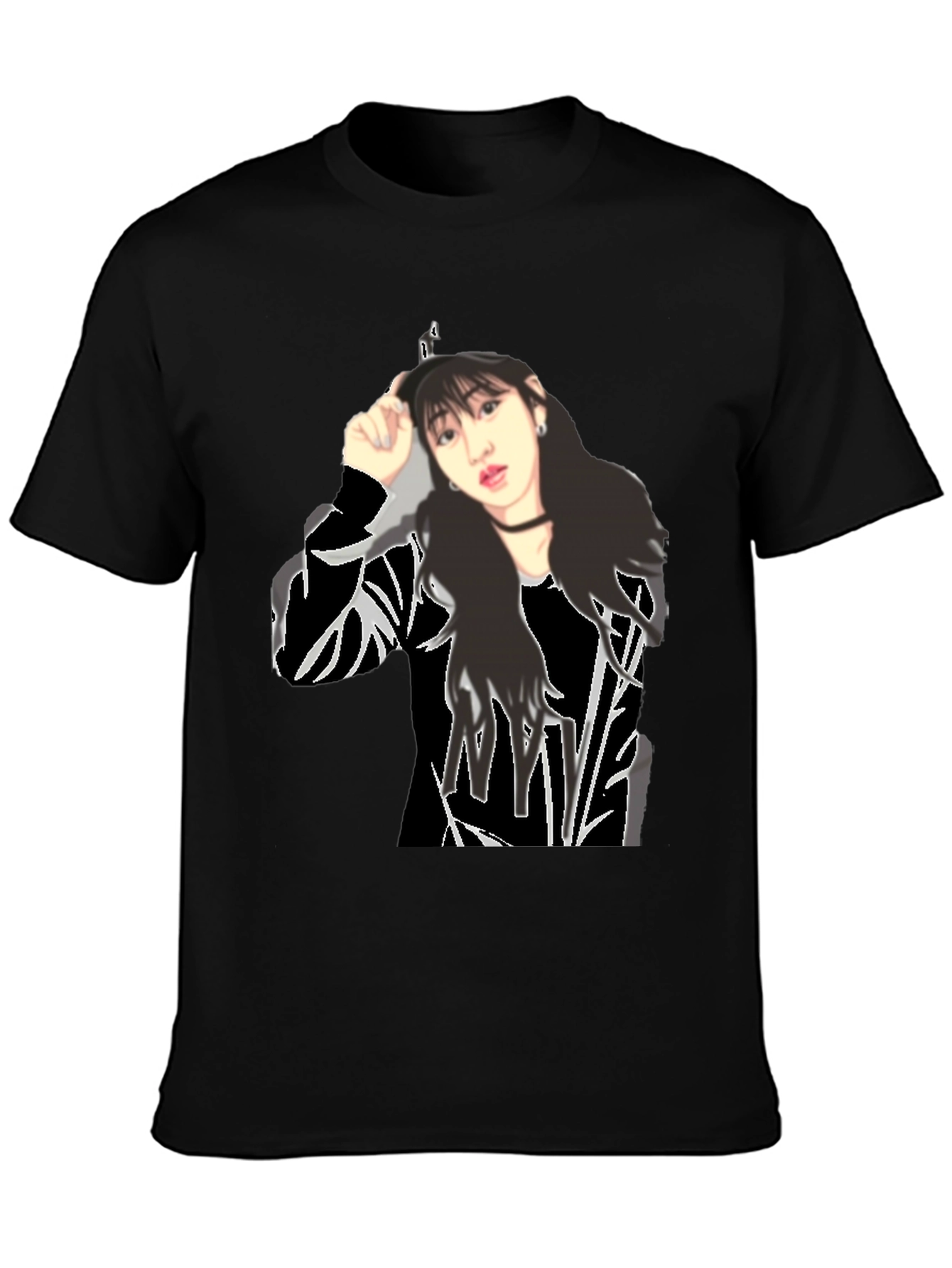 Black Black T-Shirt with Girl Graphic view 3