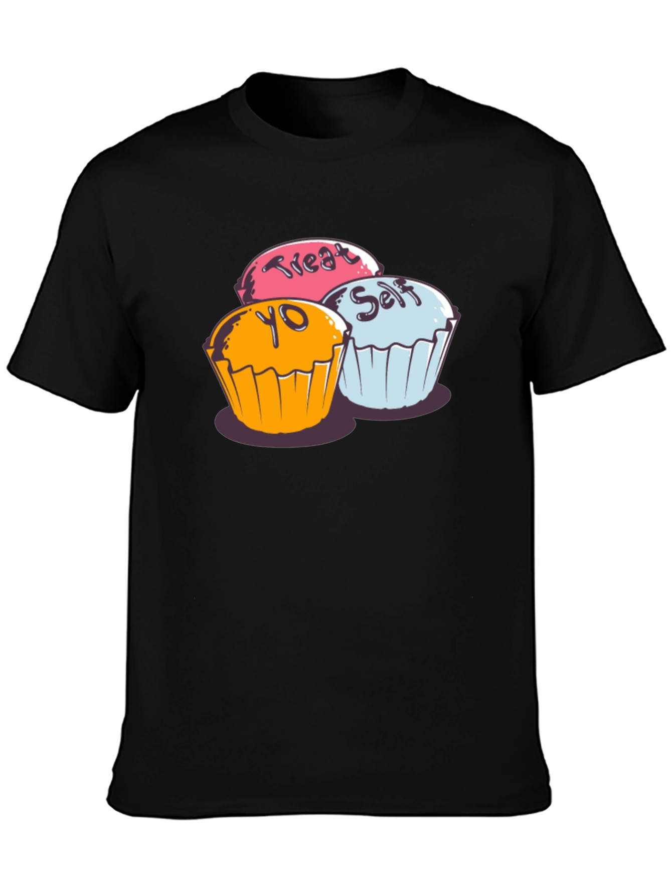 Black Treat Yo Self Cupcake Graphic T-Shirt - Soft Cotton view 3