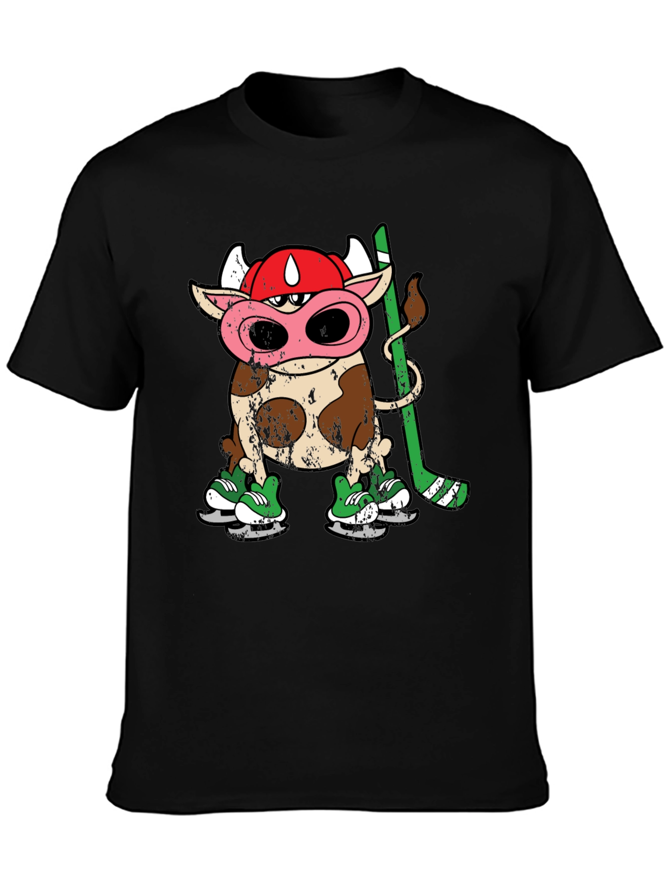 Black Cow Hockey Player T-Shirt view 3