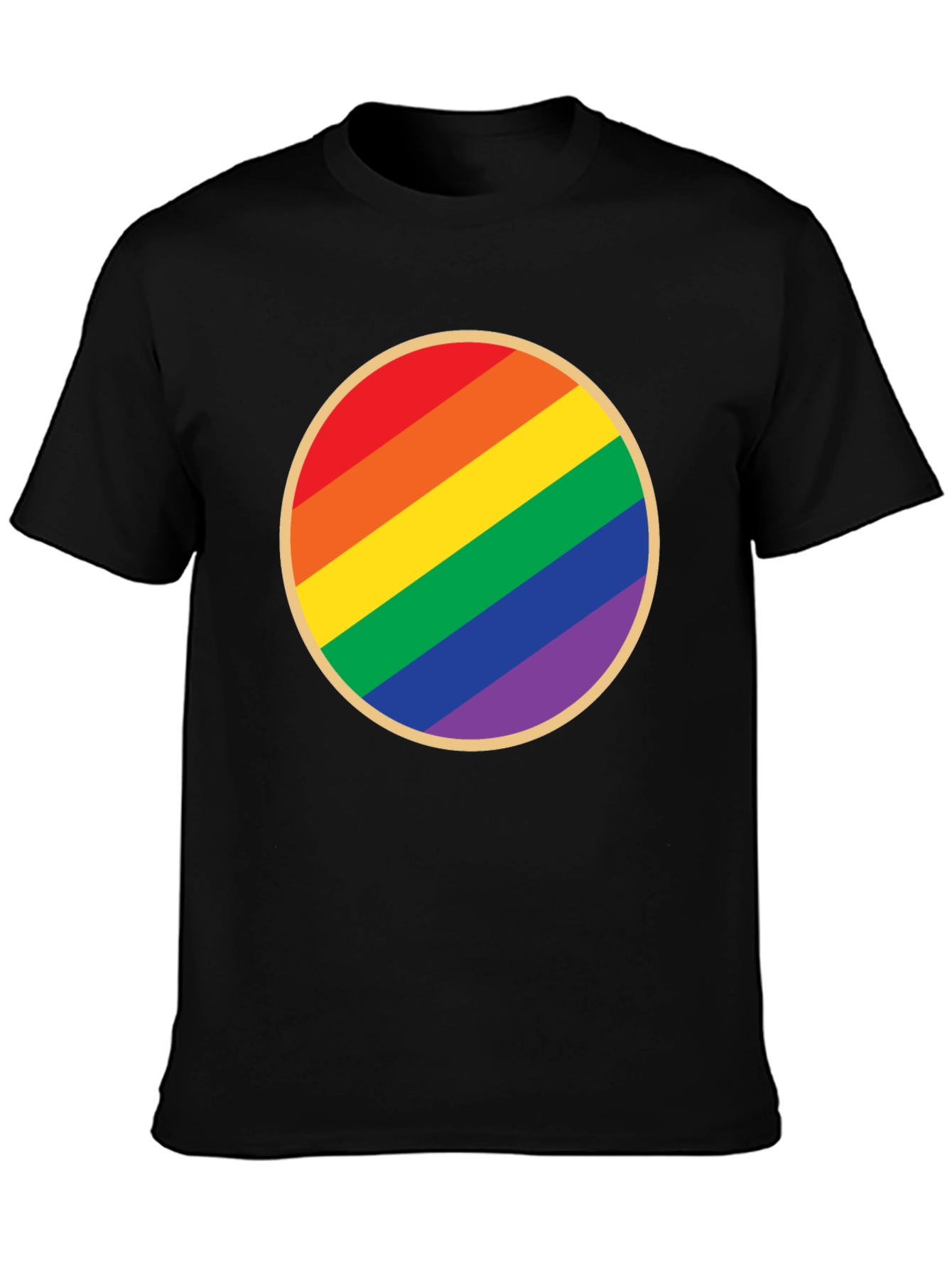 Black Pride Rainbow Circle Graphic Tee - Black Cotton T-Shirt view 3