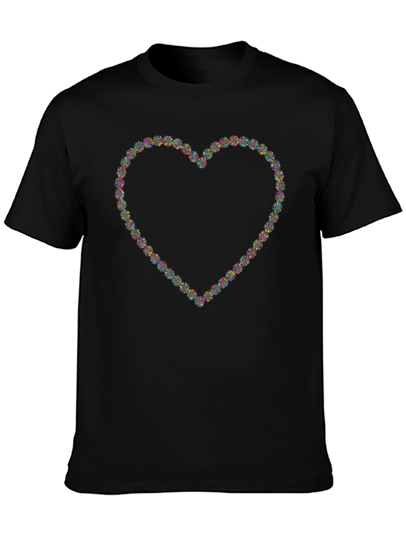 Black Floral Heart Graphic Black T-Shirt view 3