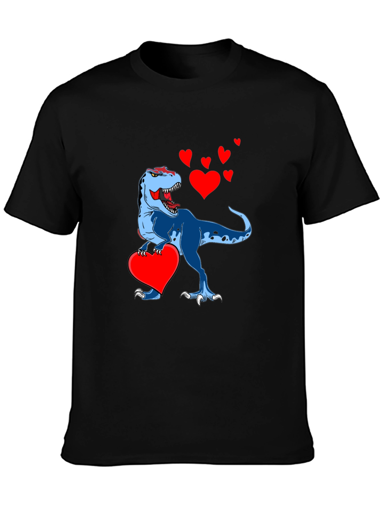 Black Dino Love T-Shirt: Tyrannosaurus Rex Heart Valentine's Day view 3