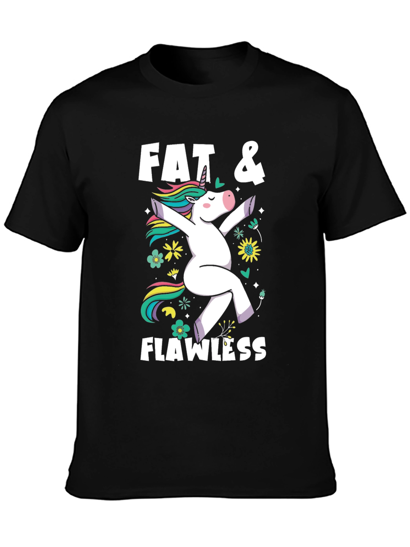 Black Fat & Flawless Unicorn Graphic Tee view 3