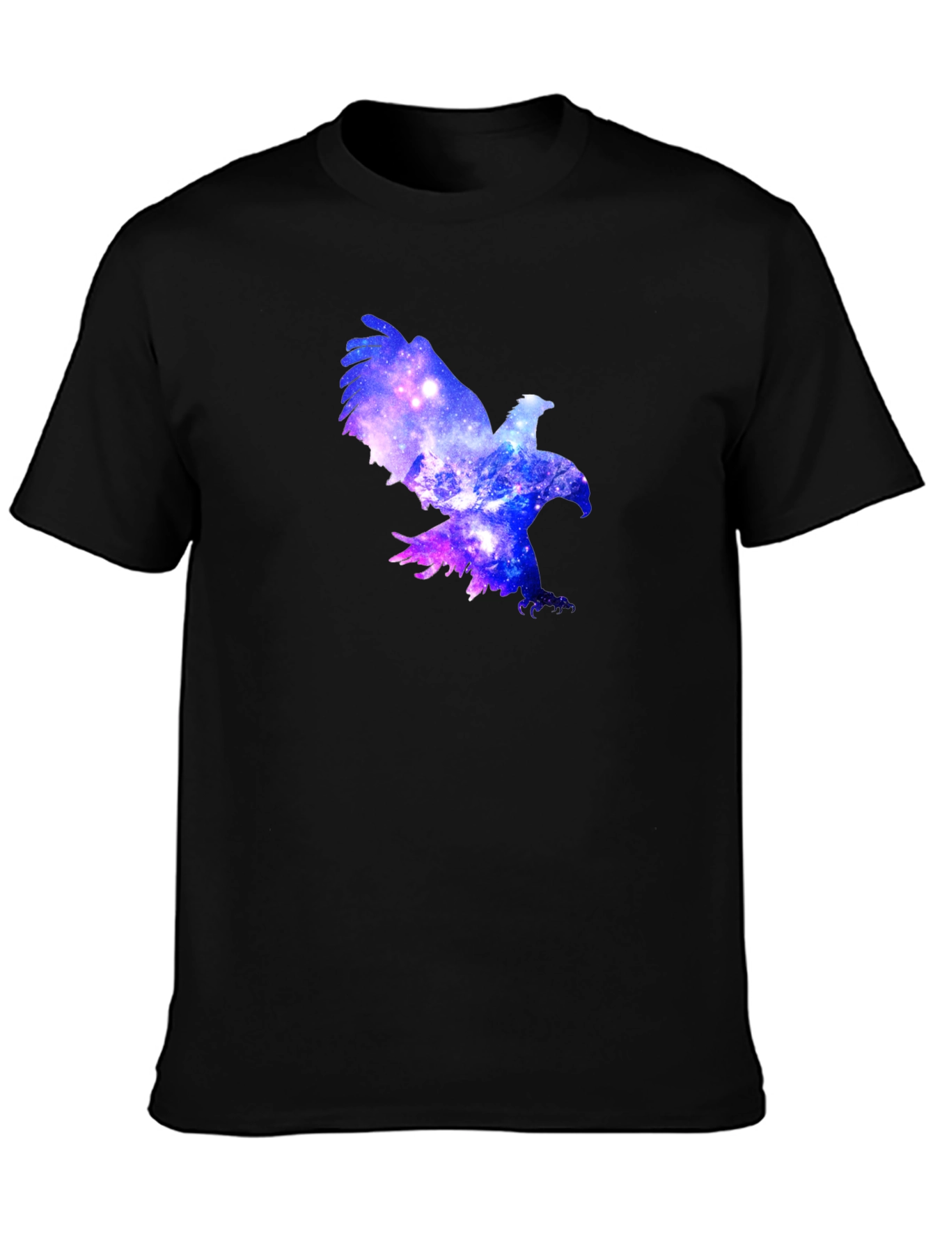 Black Galaxy Eagle Black T-Shirt - Unique Graphic Tee view 3
