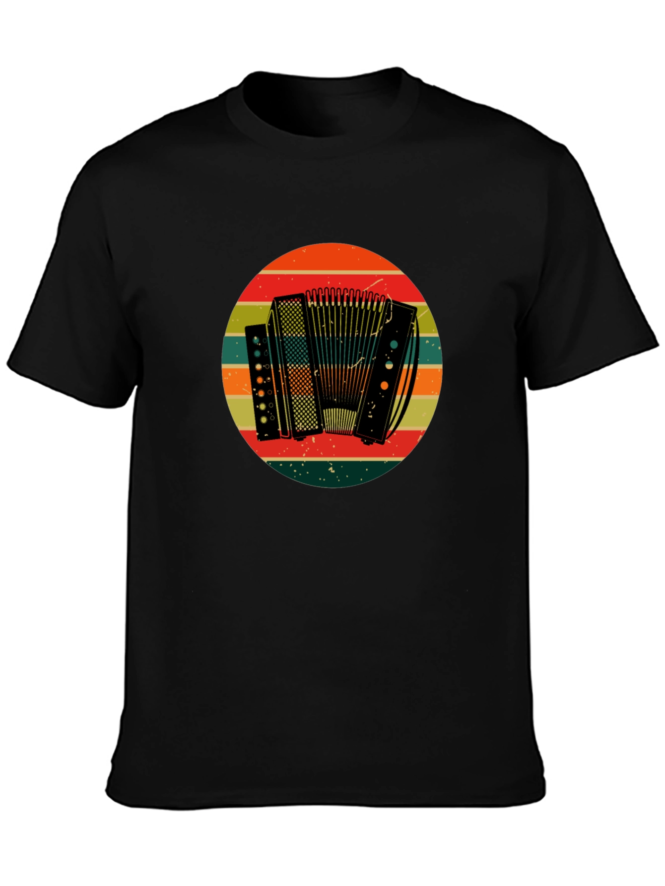 Black Vintage Accordion T-Shirt - Retro Style view 3