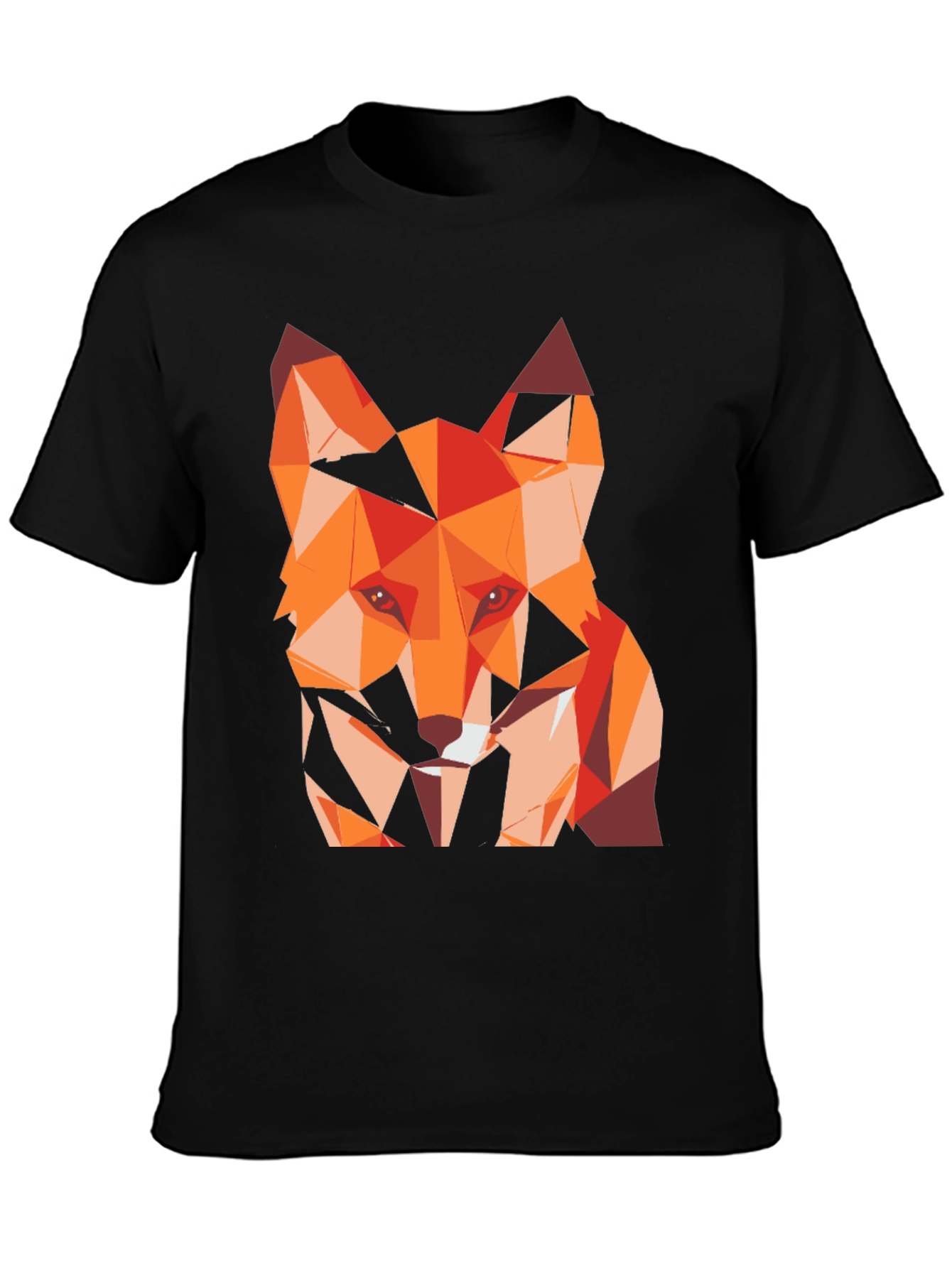 Black Geometric Fox Graphic Tee - Stylish Men's T-Shirt view 3