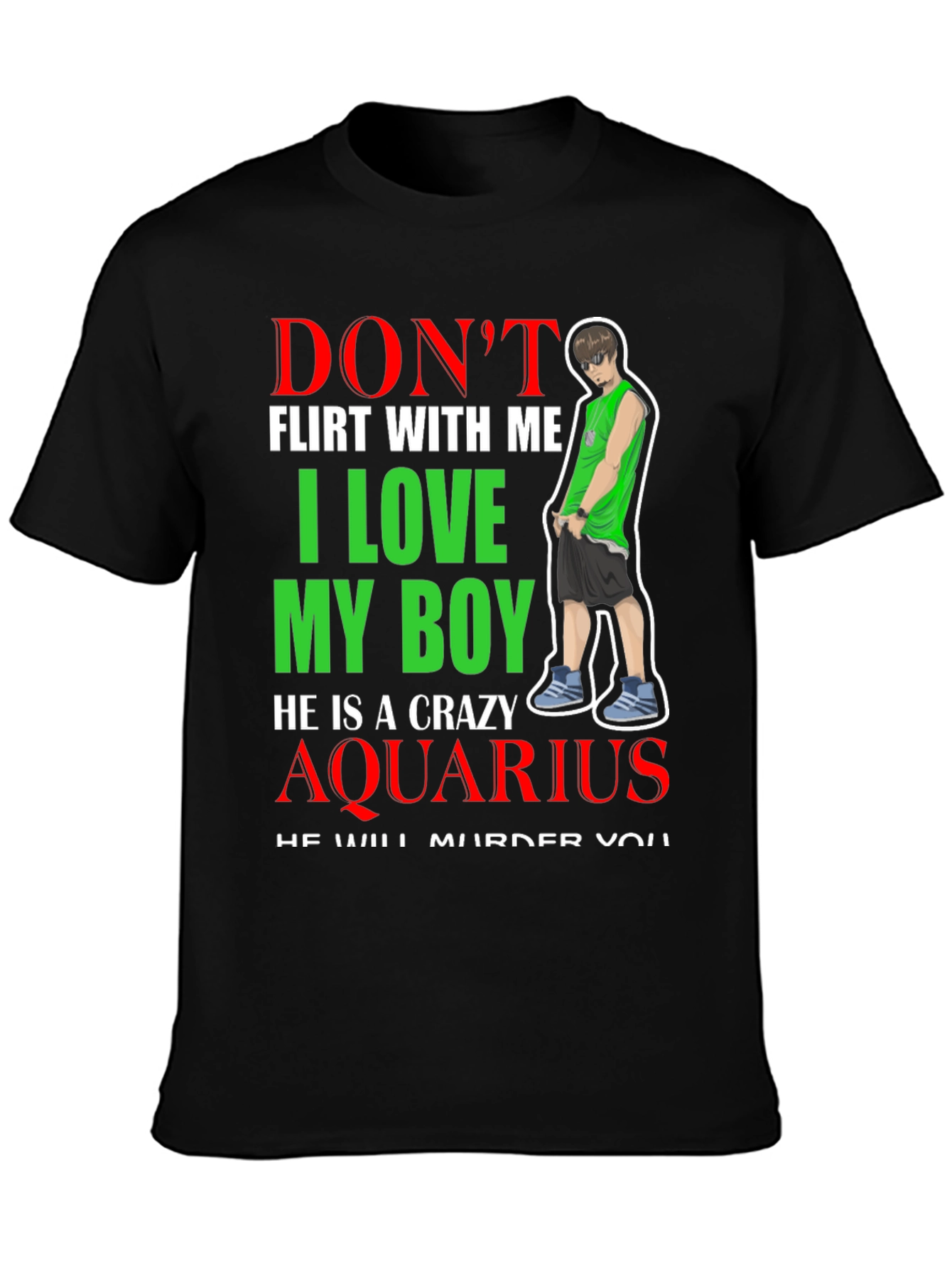 Black Crazy Aquarius Boy Graphic Tee view 3