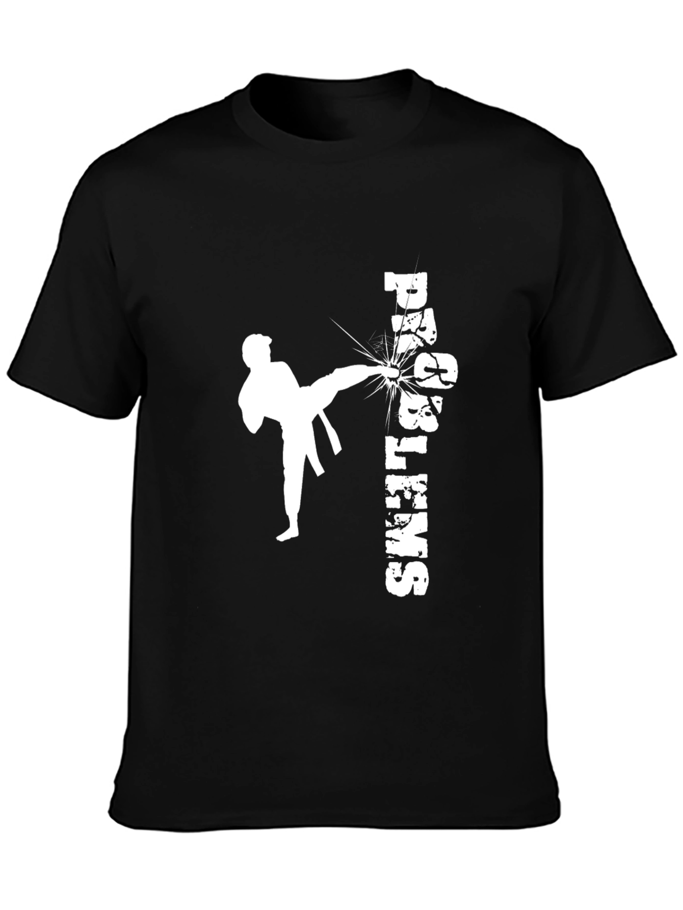 Black Martial Arts Graphic Tee - High Kick Design view 3
