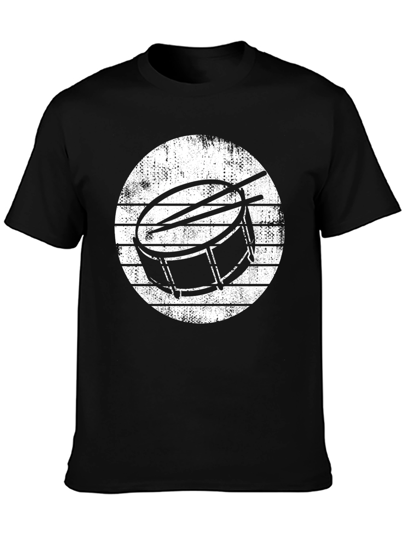 Black Drum Kit Graphic Tee - Black Cotton T-Shirt view 3