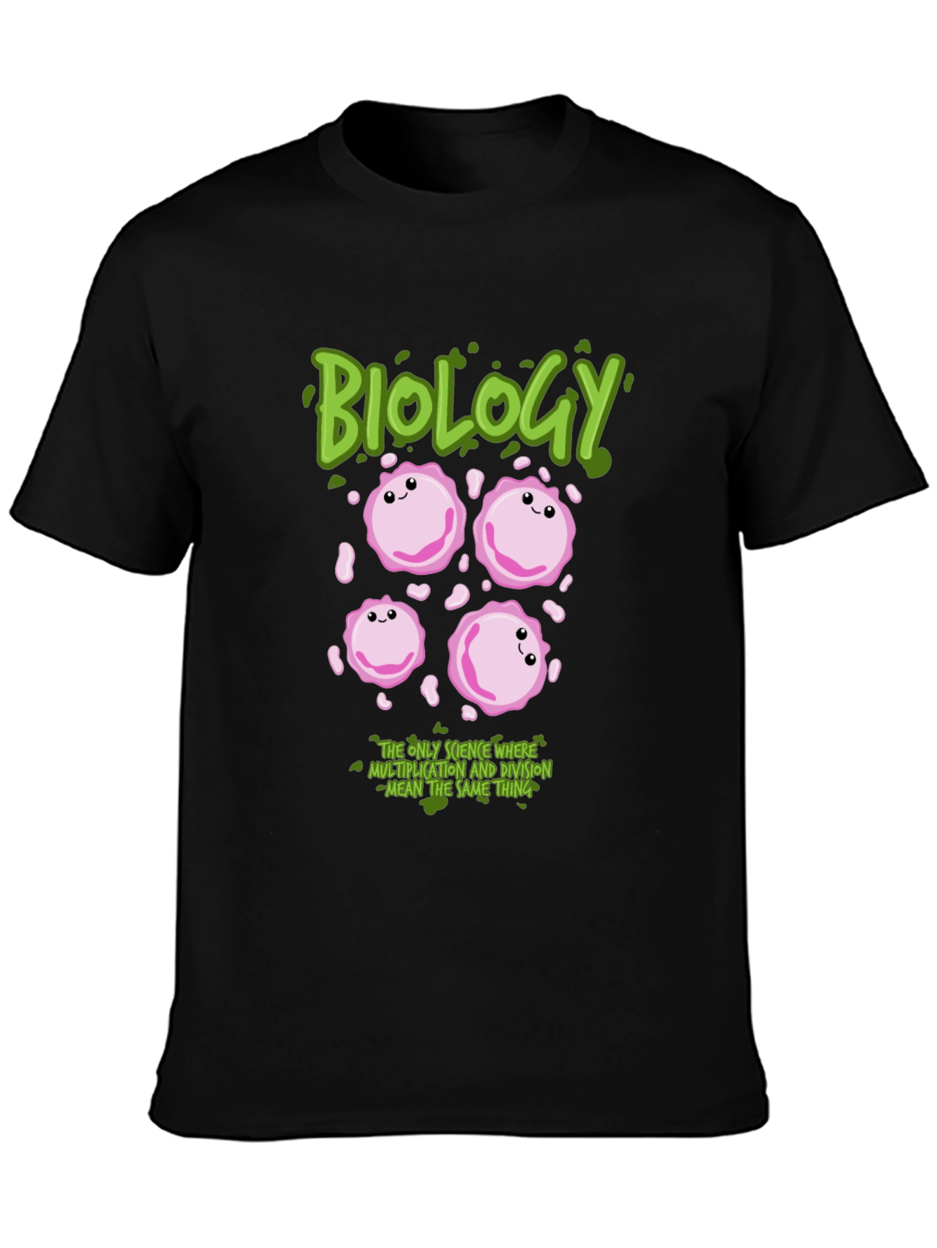Black Biology Cell Division T-Shirt: Funny Science Tee view 3