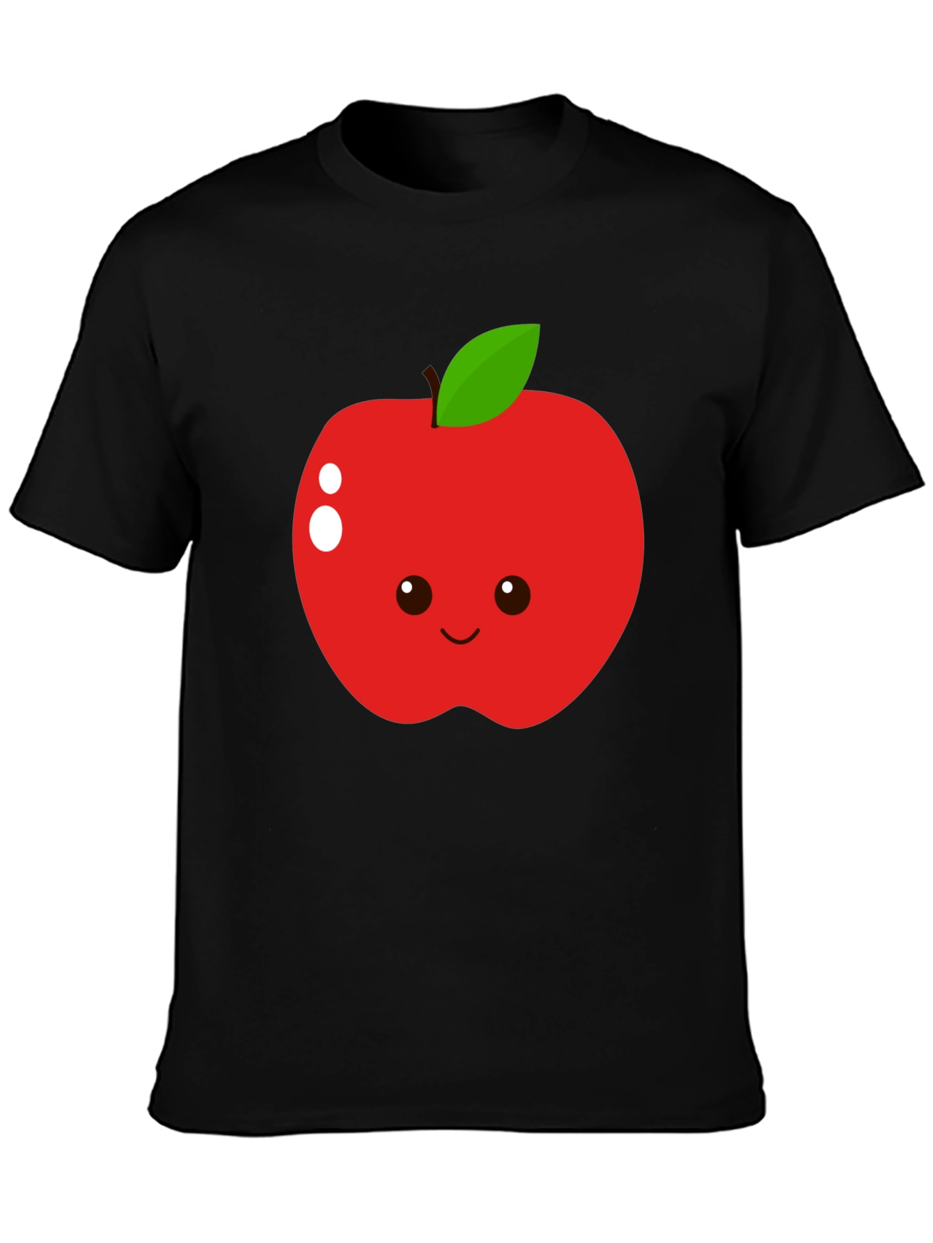 Black Cute Apple Graphic T-Shirt - Black Cotton Blend Tee view 3