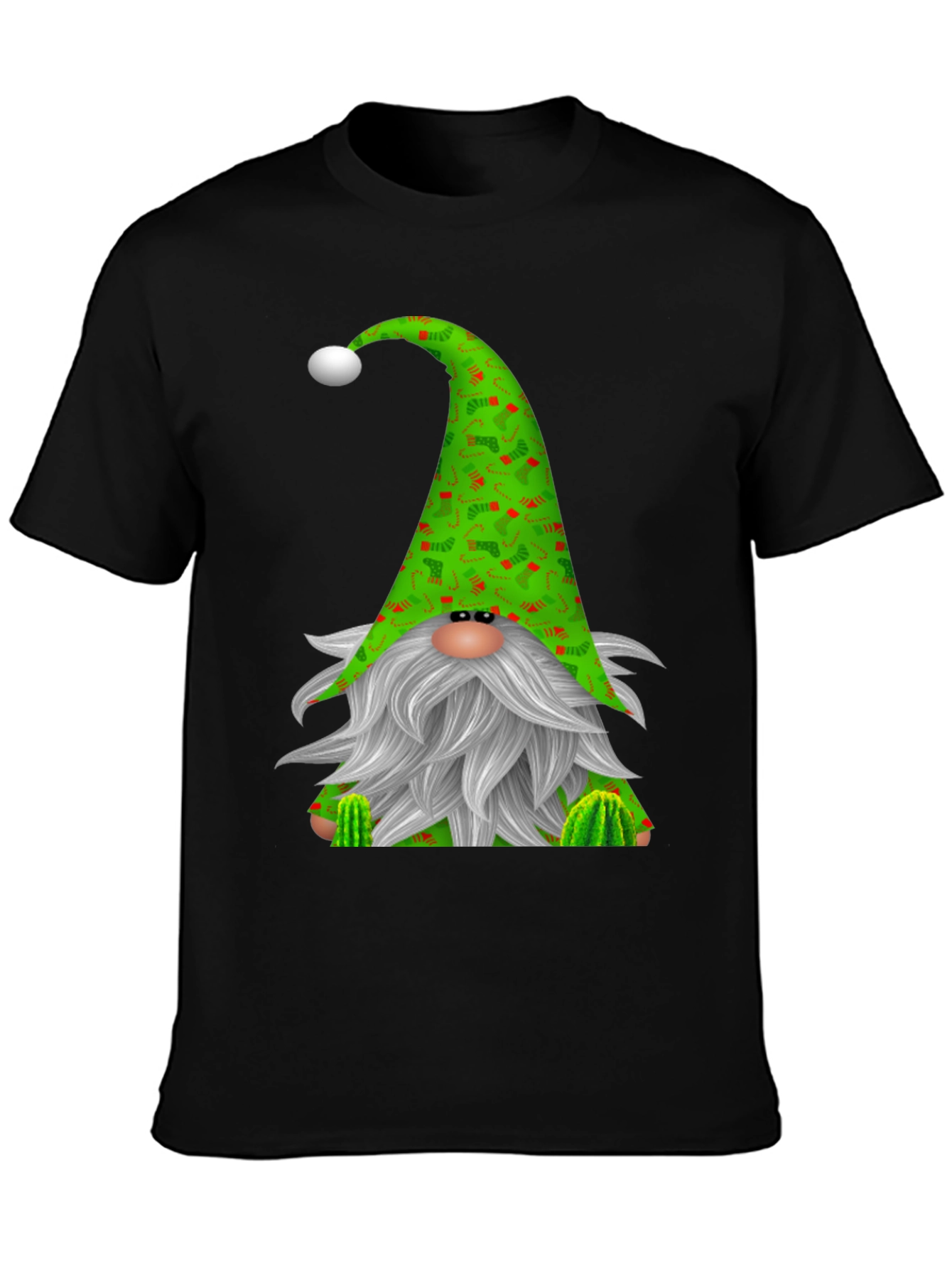 Black Festive Gnome Black T-Shirt view 3