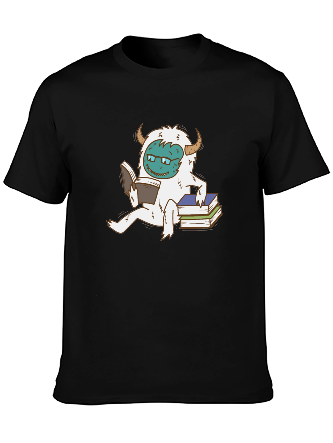 Black Bookish Yeti Graphic Tee - Black Cotton T-Shirt view 3