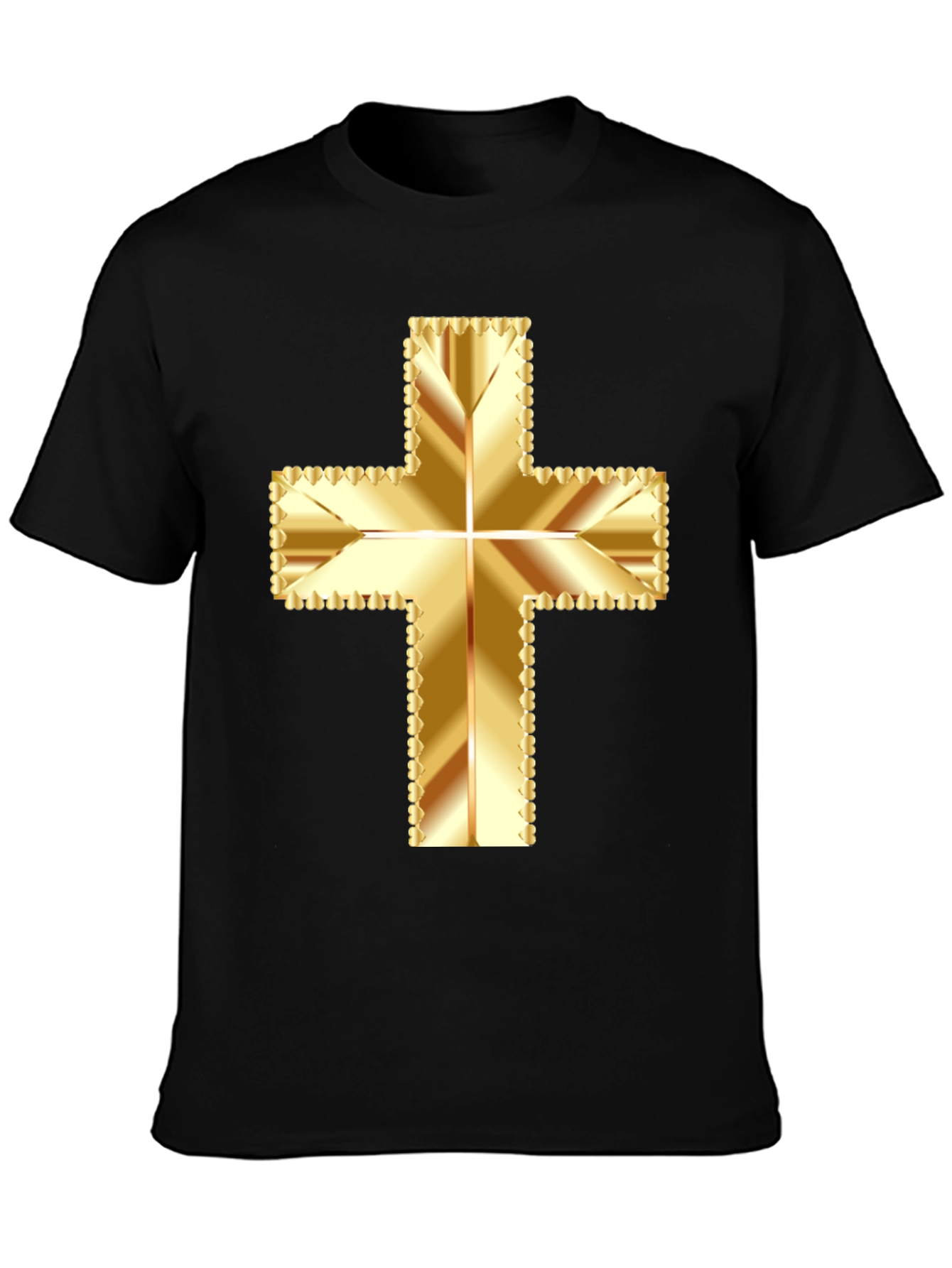 Black Golden Cross Graphic Tee - Stylish Religious Apparel view 3