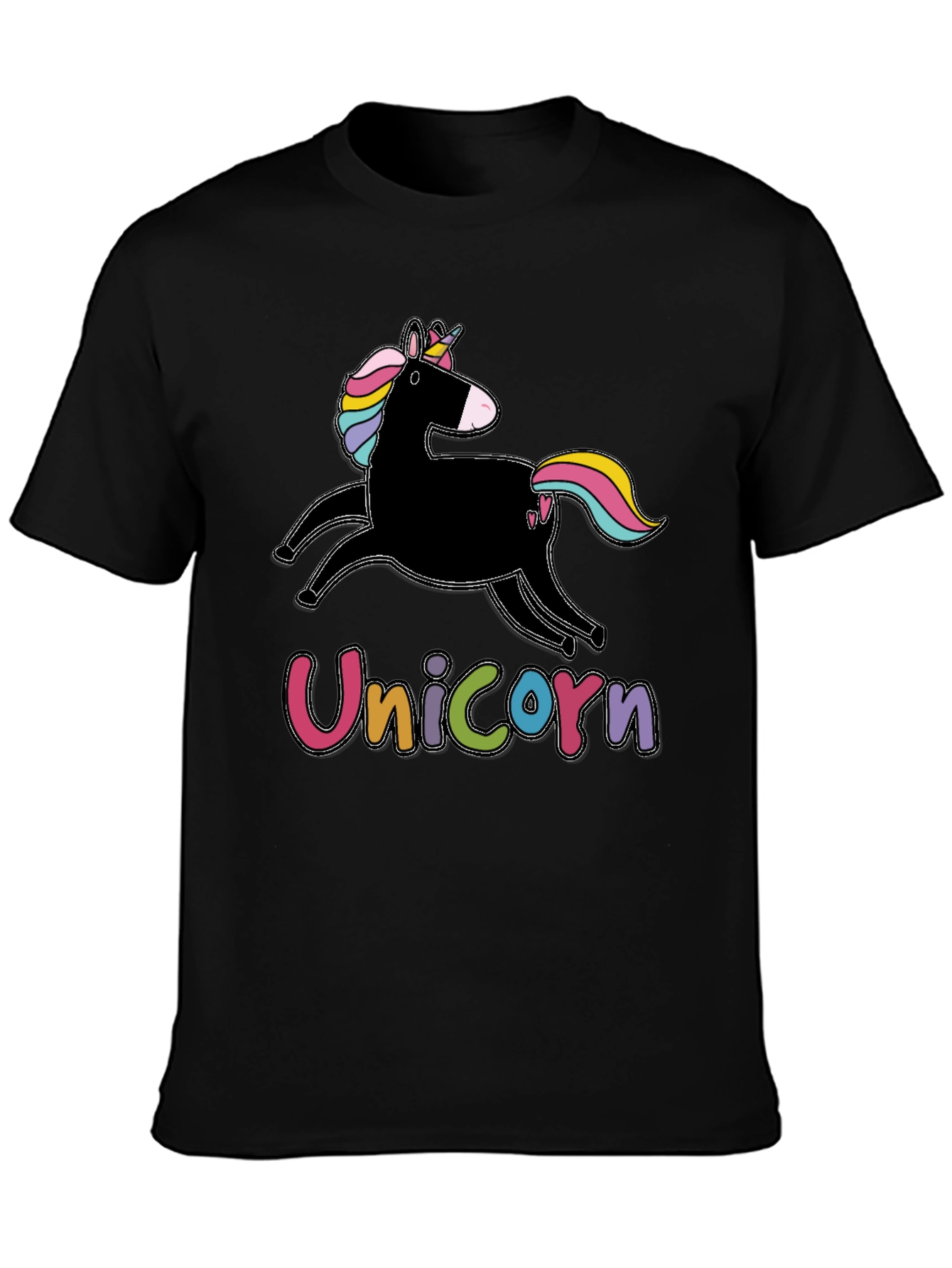 Black Unicorn Graphic T-Shirt - Men's Black Tee view 3