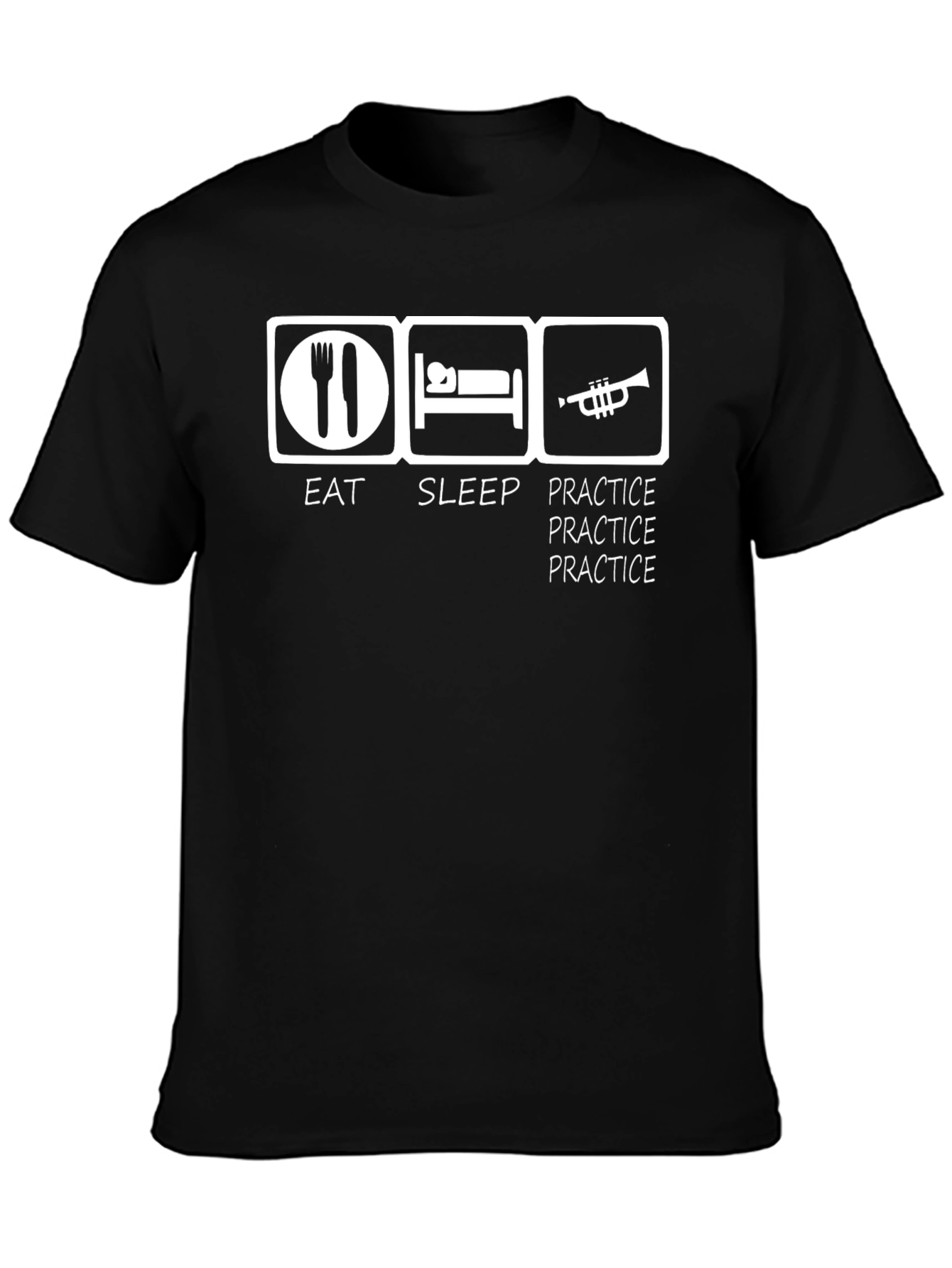 Black Eat Sleep Practice Trumpet T-Shirt view 3