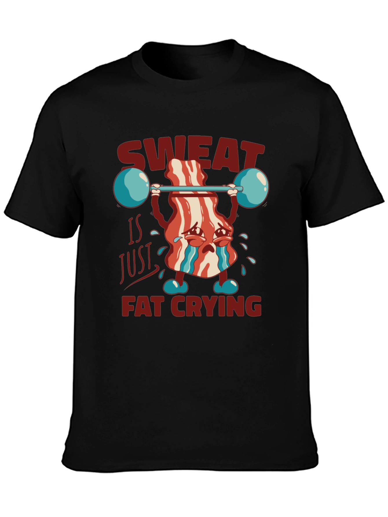 Black Sweat is Just Fat Crying T-Shirt Funny Workout Tee view 3