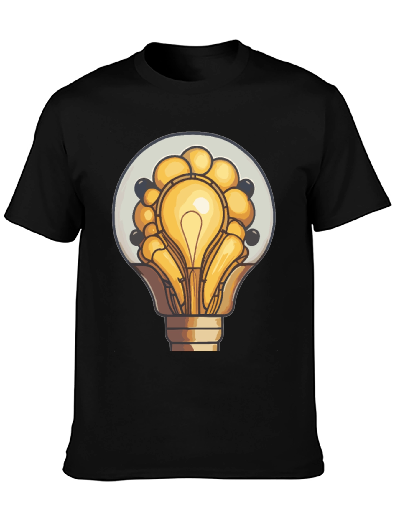 Black Unique Lightbulb Graphic Tee - Black Cotton Blend view 3