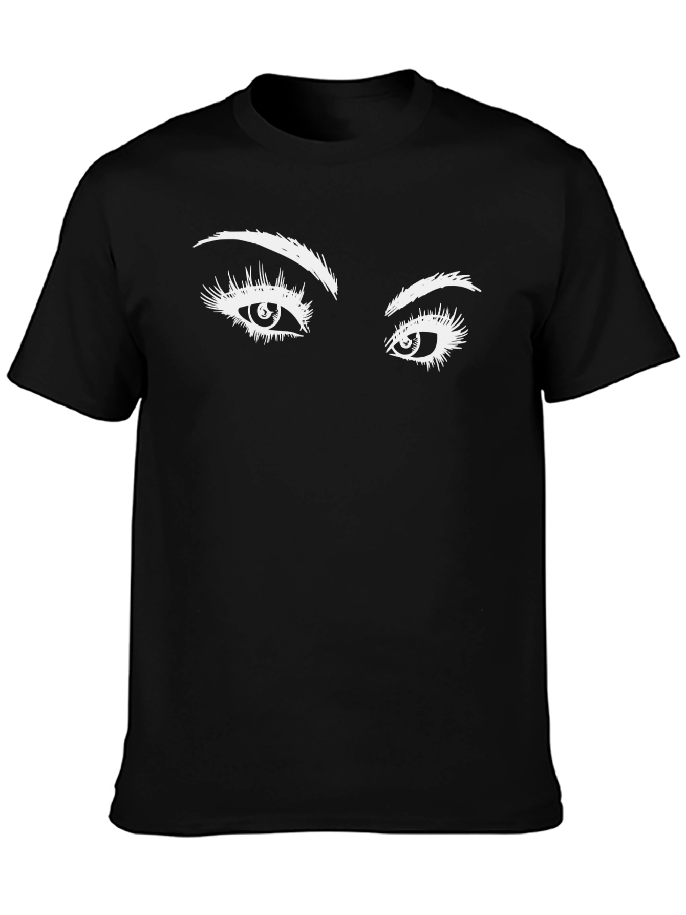 Black Expressive Eyes Graphic Tee - Black Cotton T-Shirt view 3