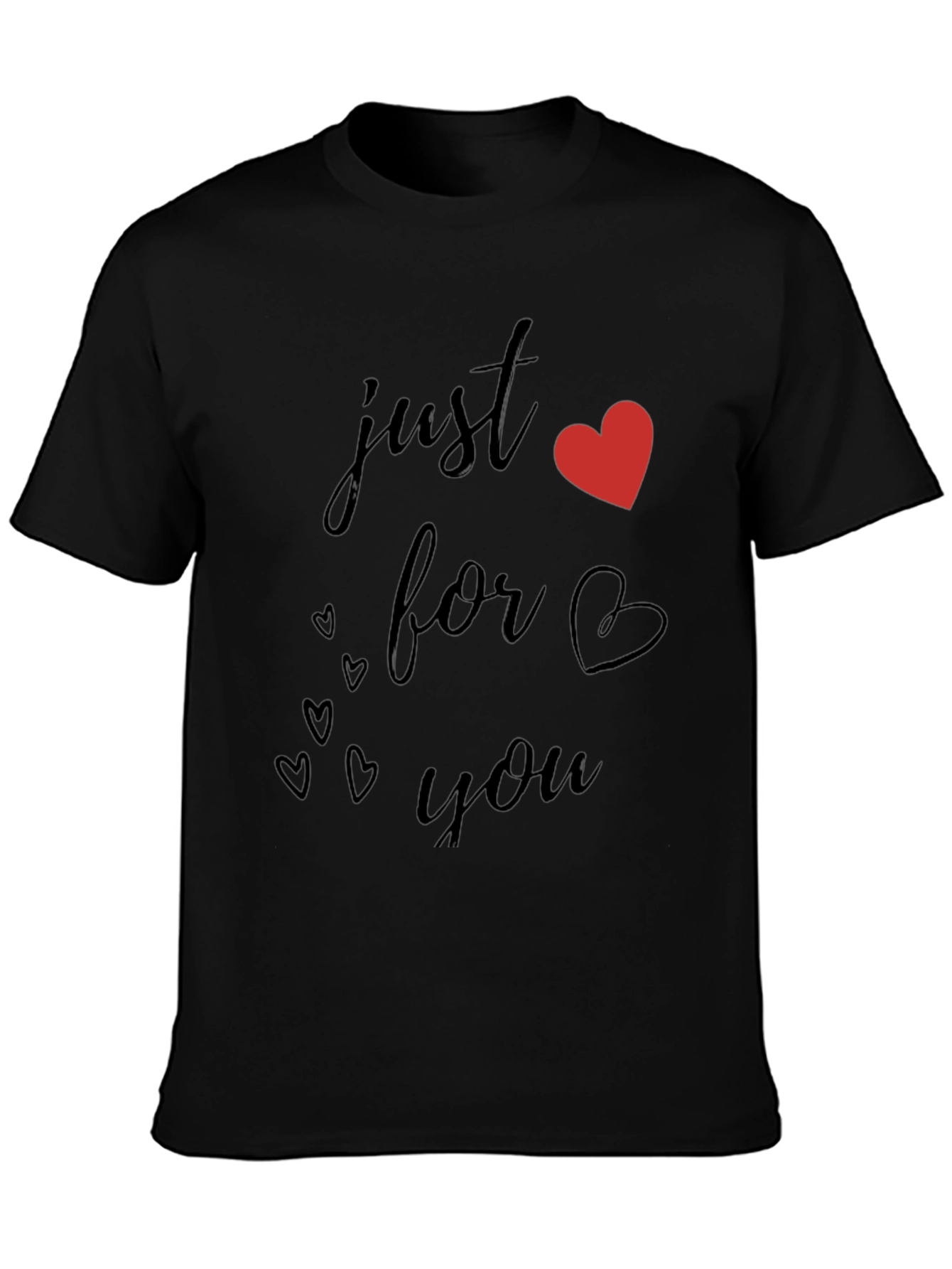 Black Just For You Black Heart Graphic T-Shirt view 3