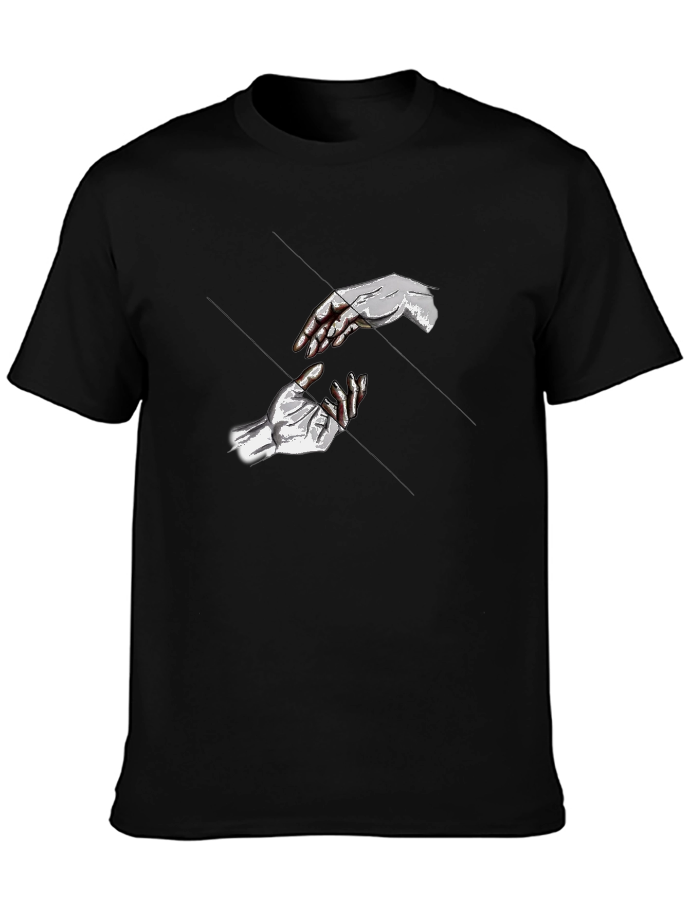 Black Reach T-Shirt - Artistic Hand Design - Black Cotton Tee view 3