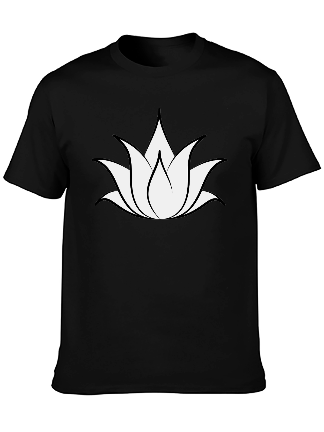 Black Lotus Flower Graphic Tee - Black Cotton Blend view 3