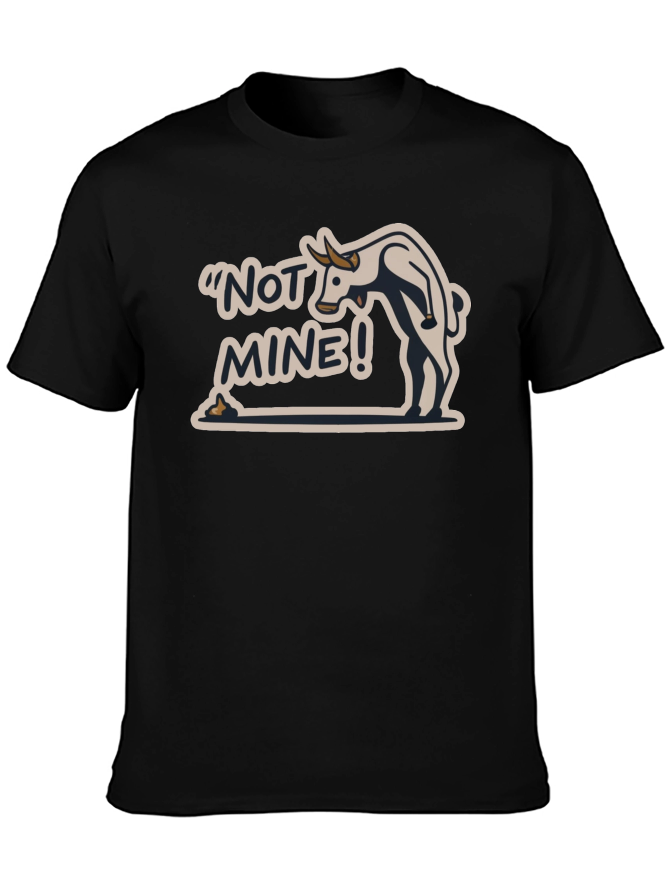 Black Not Mine! Bull Humor Black T-Shirt view 3