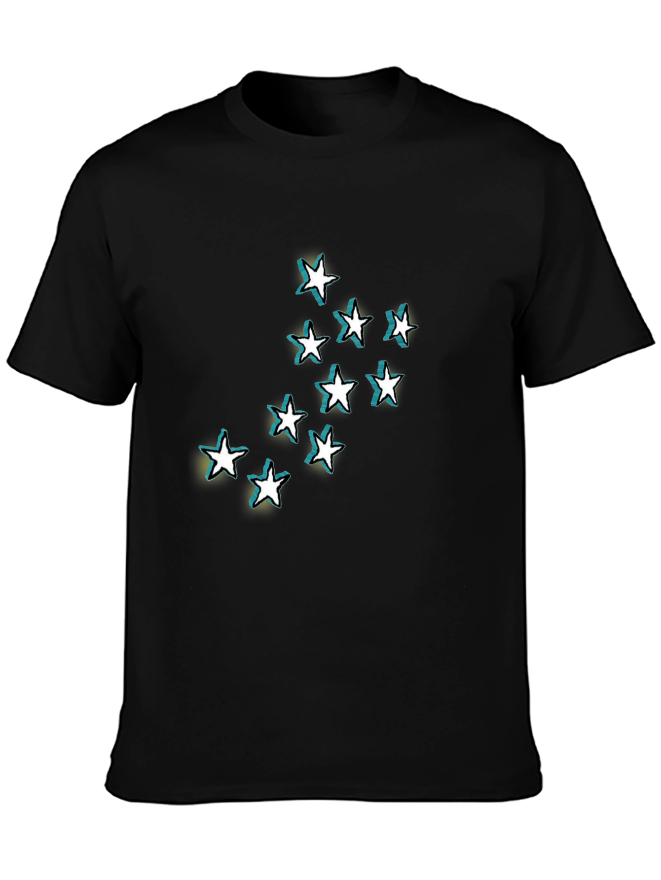 Black Stars Graphic Black T-Shirt for Men view 3