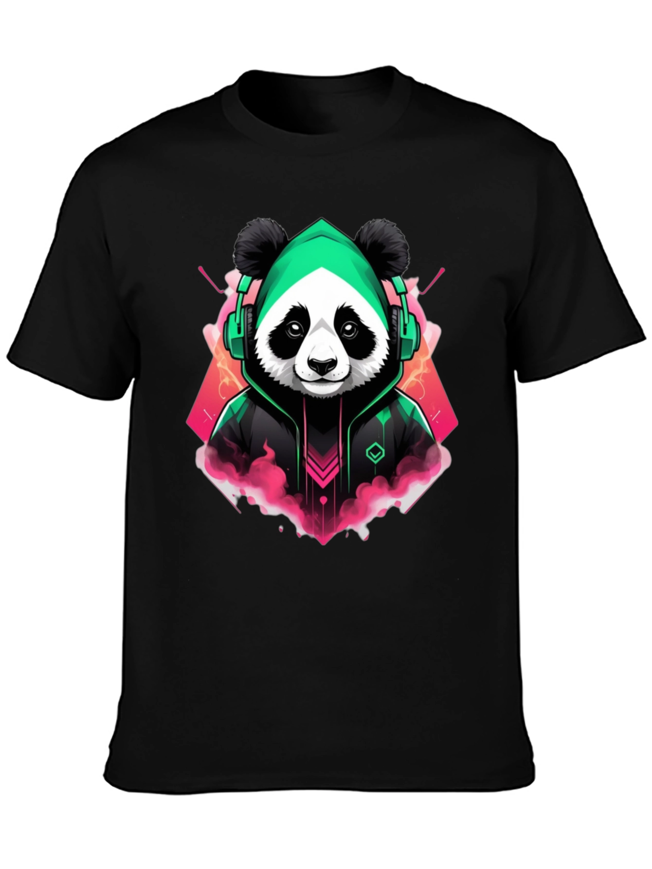 Black Cool Panda Gamer Graphic Tee - Black Cotton Blend view 3