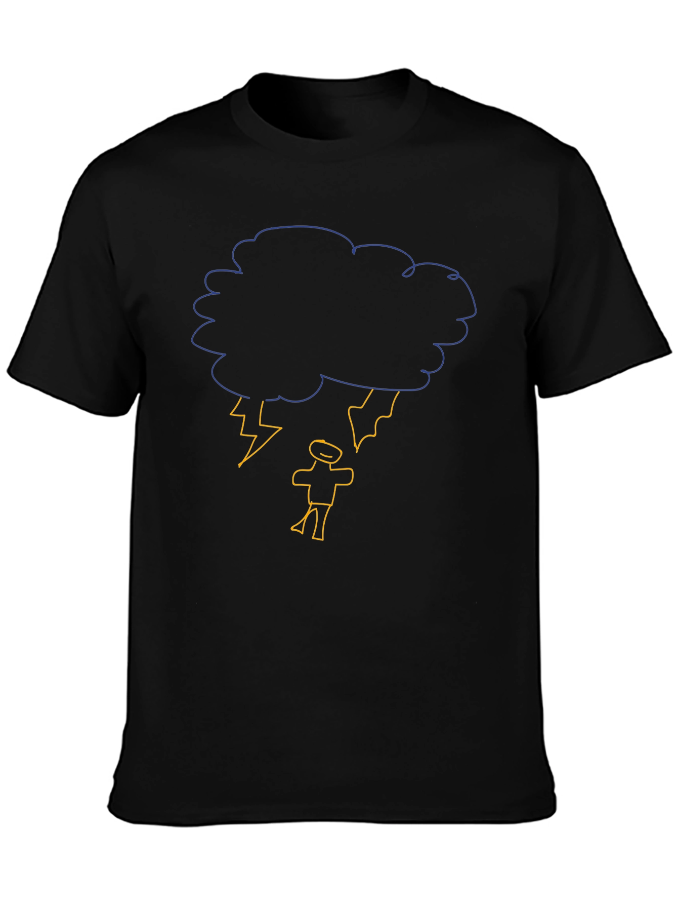 Black Humorous Thunderstorm Graphic Black T-Shirt view 3