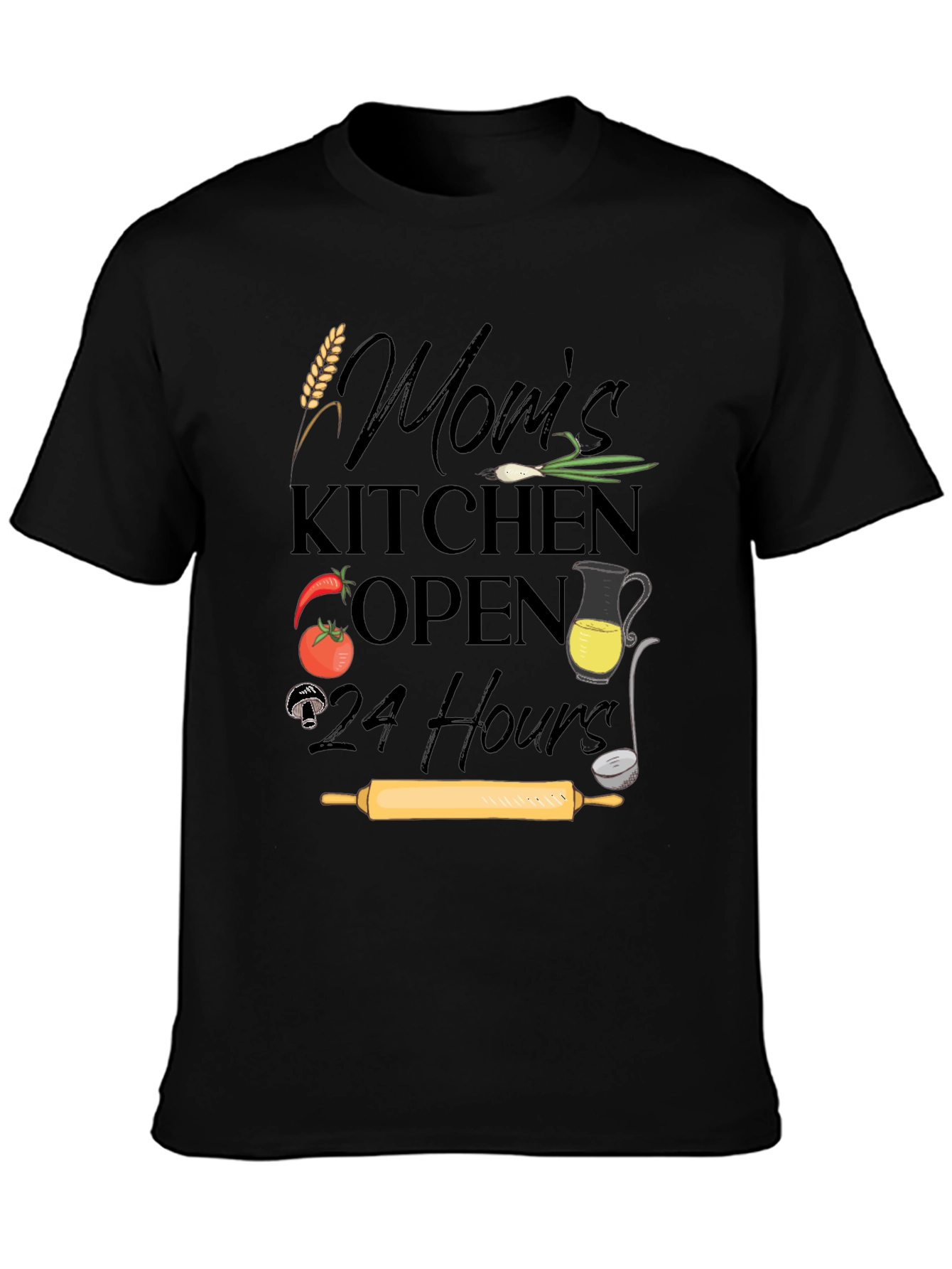 Black Mom's Kitchen Open 24 Hours T-Shirt view 3