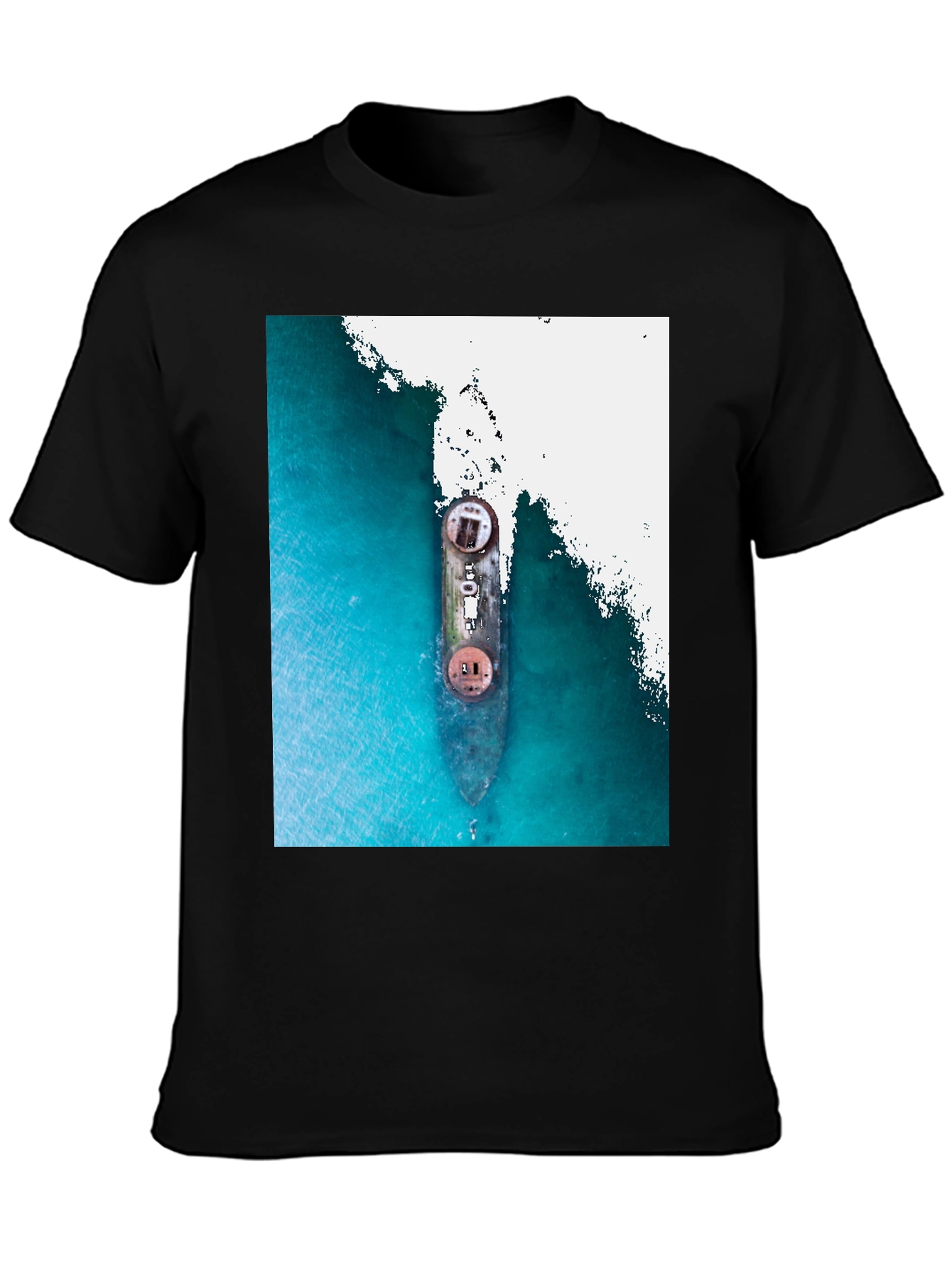 Black Sunken Ship Graphic T-Shirt view 3