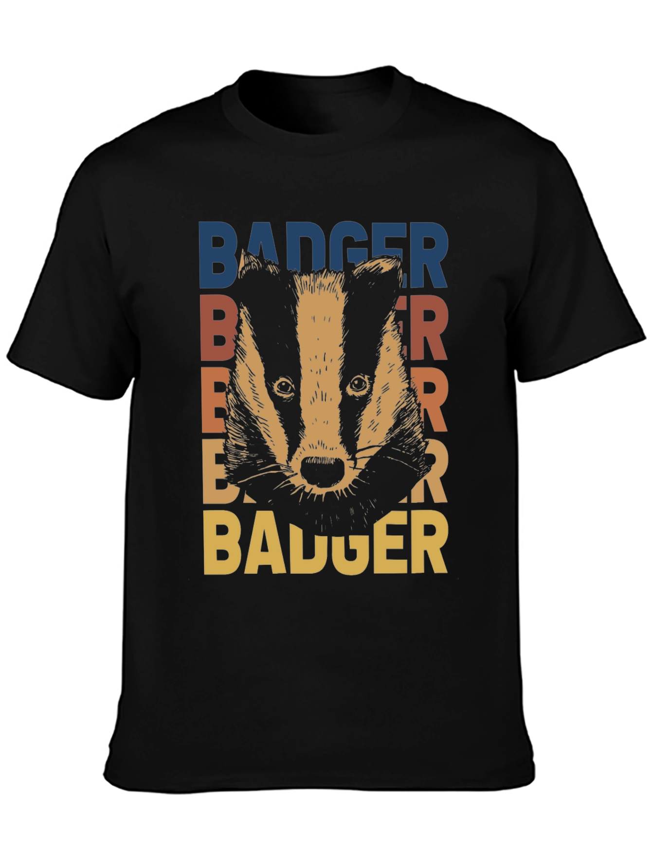 Black Retro Badger Graphic T-Shirt - Stylish Animal Tee view 3
