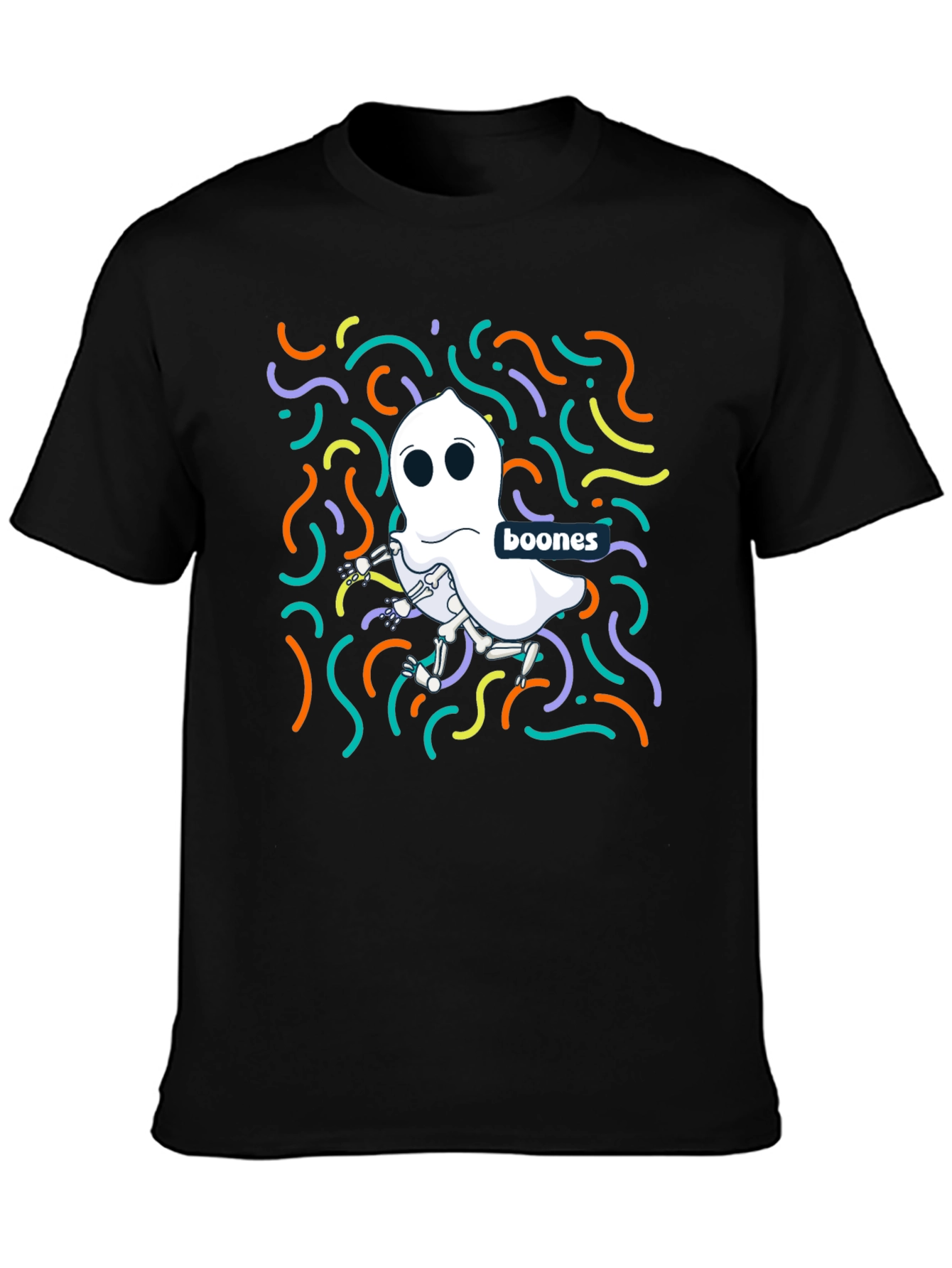 Black Boones Ghost Skeleton T-Shirt - Halloween Style view 3
