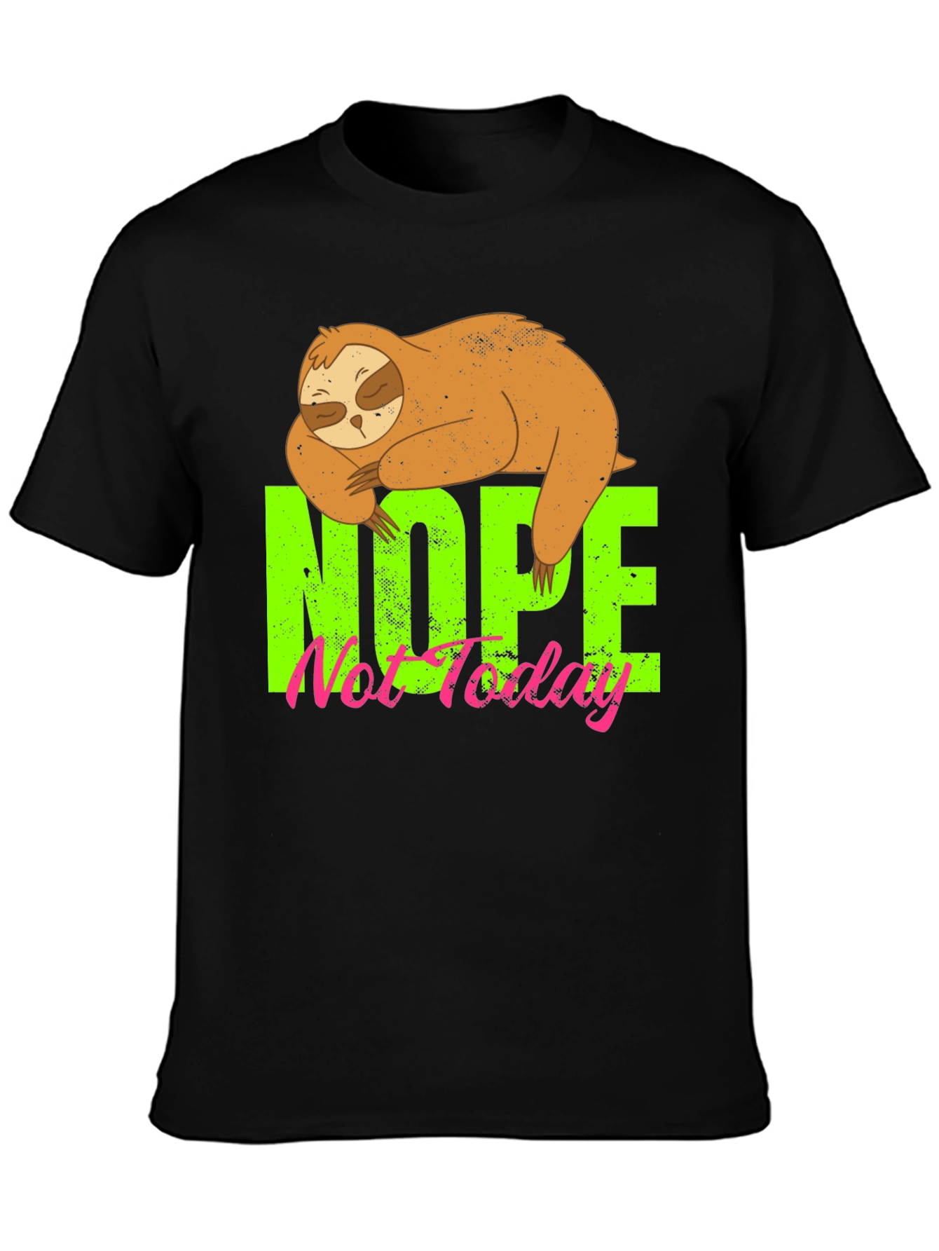 Black Nope Not Today Sloth Graphic Tee - Black view 3