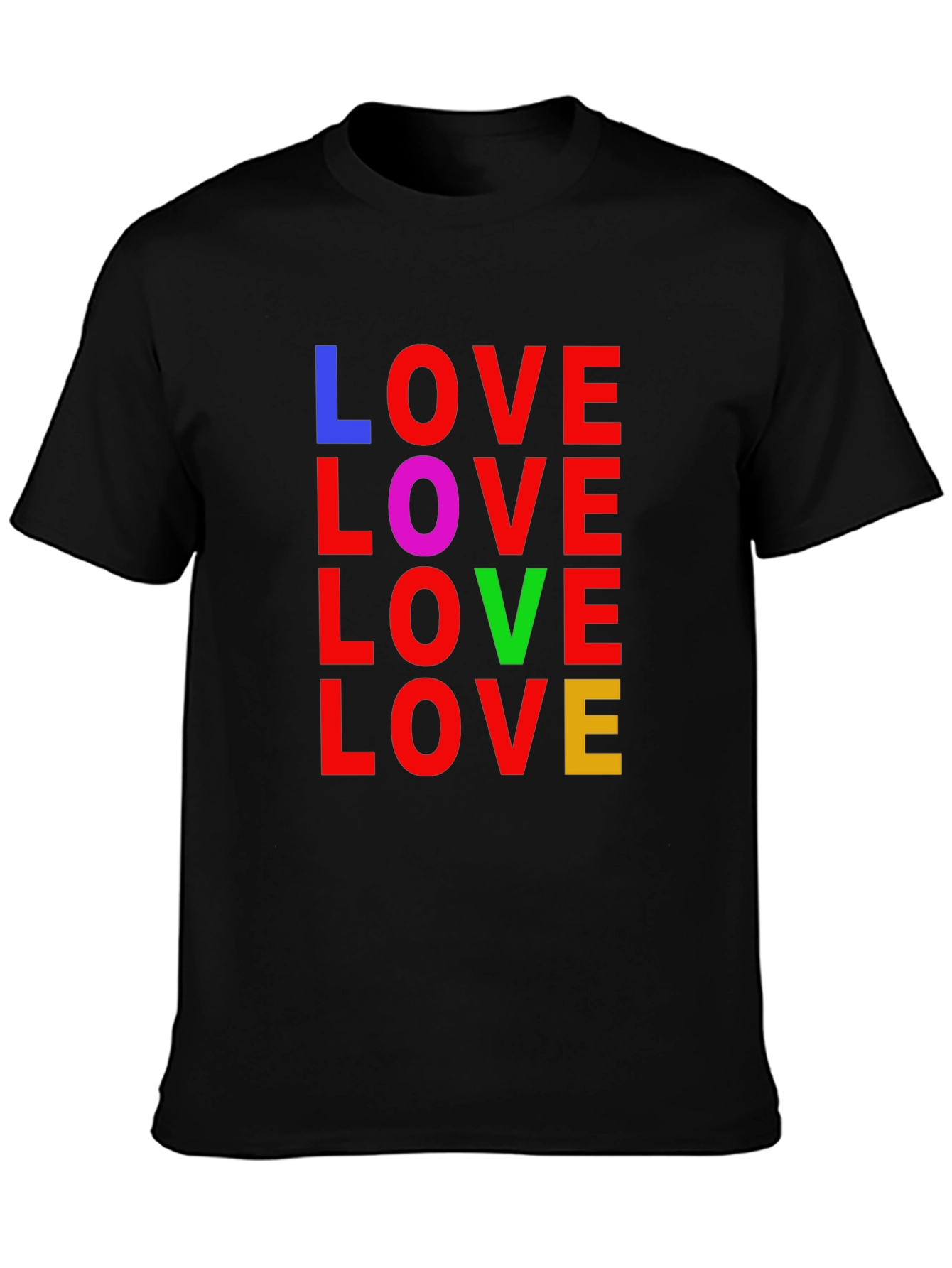 Black Colorful LOVE Graphic Tee - Unisex Black T-Shirt view 3