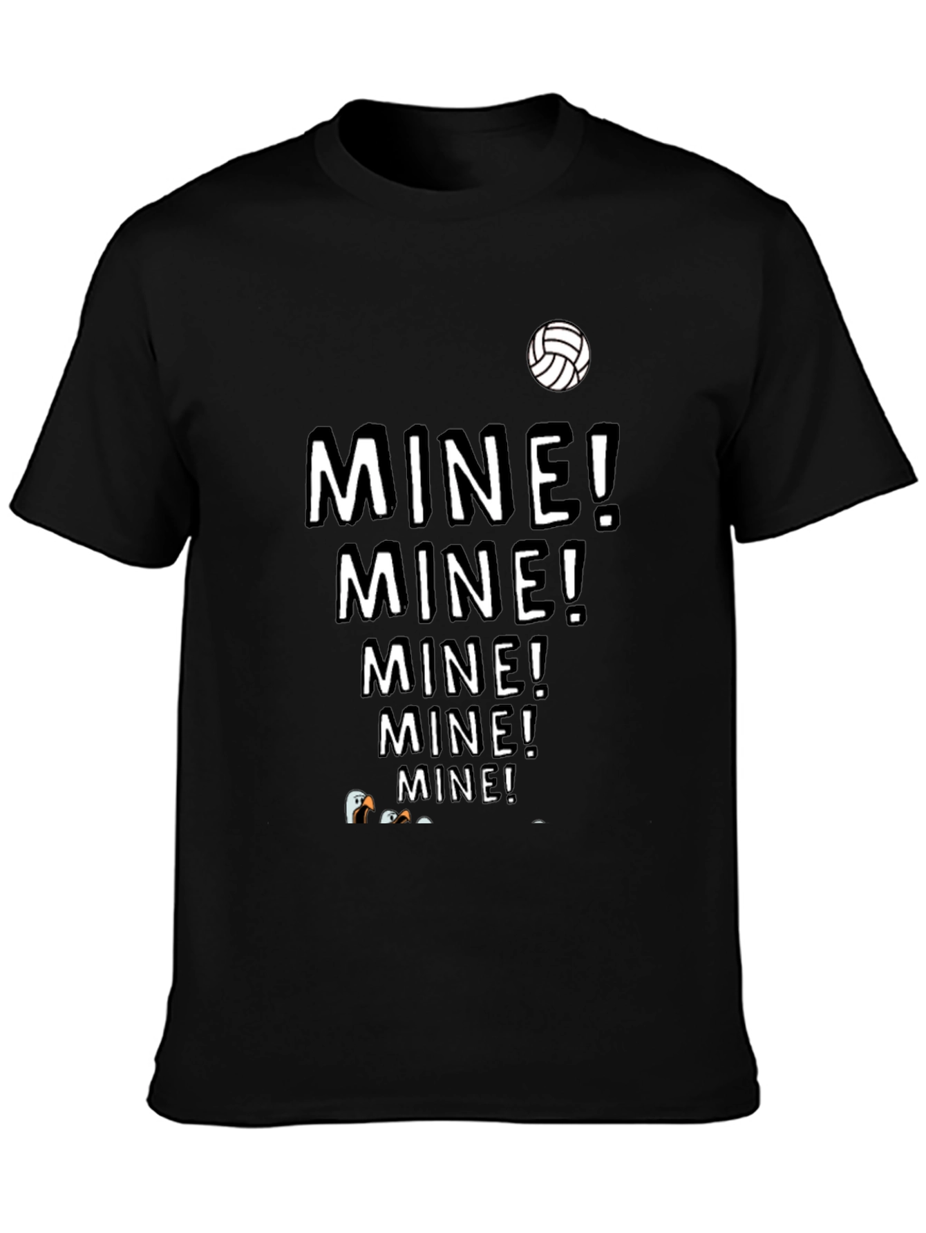 Black MINE! T-Shirt - Funny Volleyball Seagull Design view 3