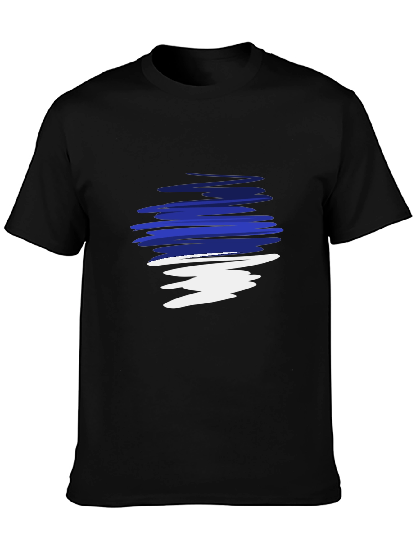 Men's Black Graphic Tee - Abstract Blue & White Design - 3