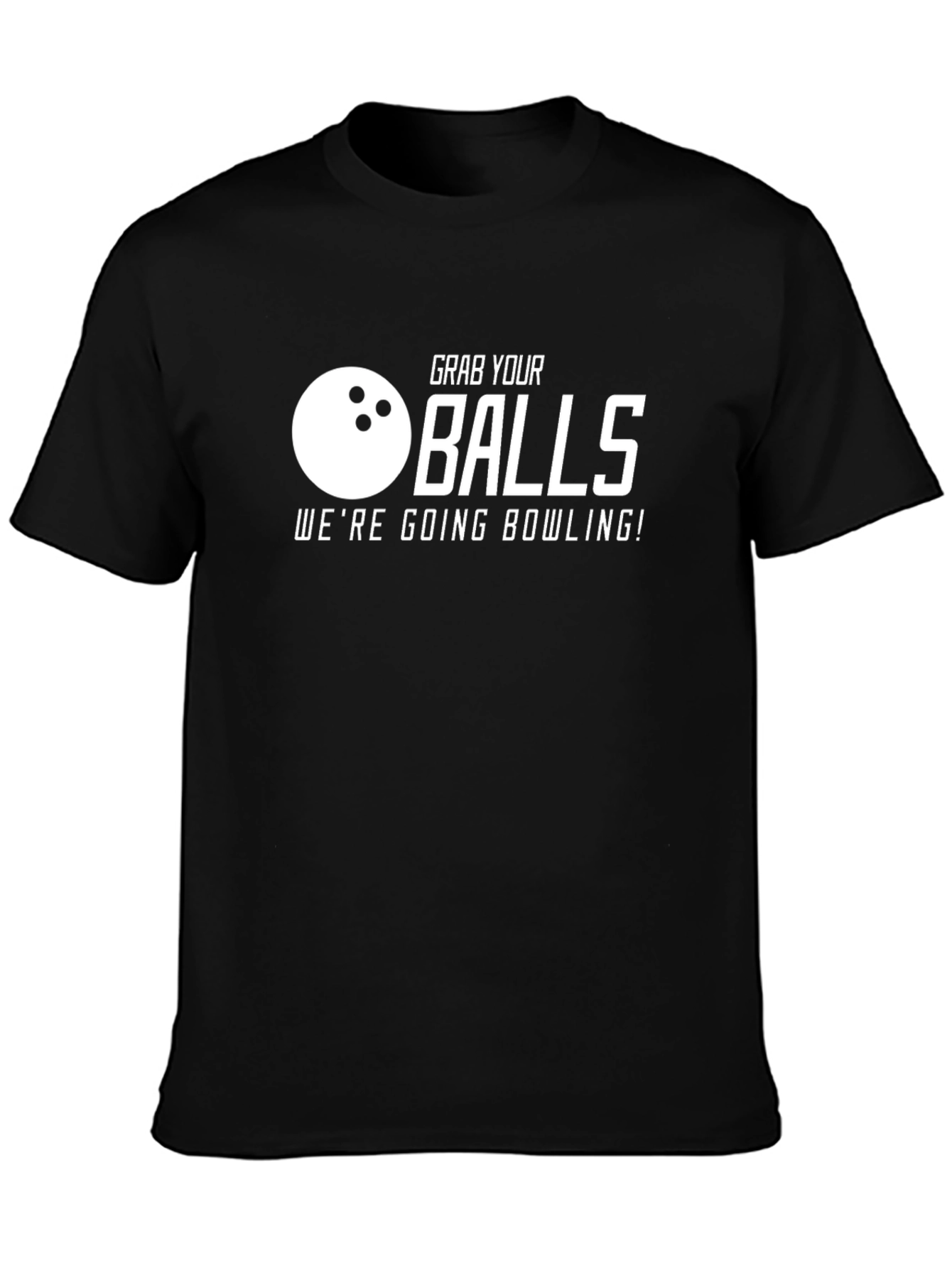 Black Grab Your Balls Bowling T-Shirt - Funny Graphic Tee view 3