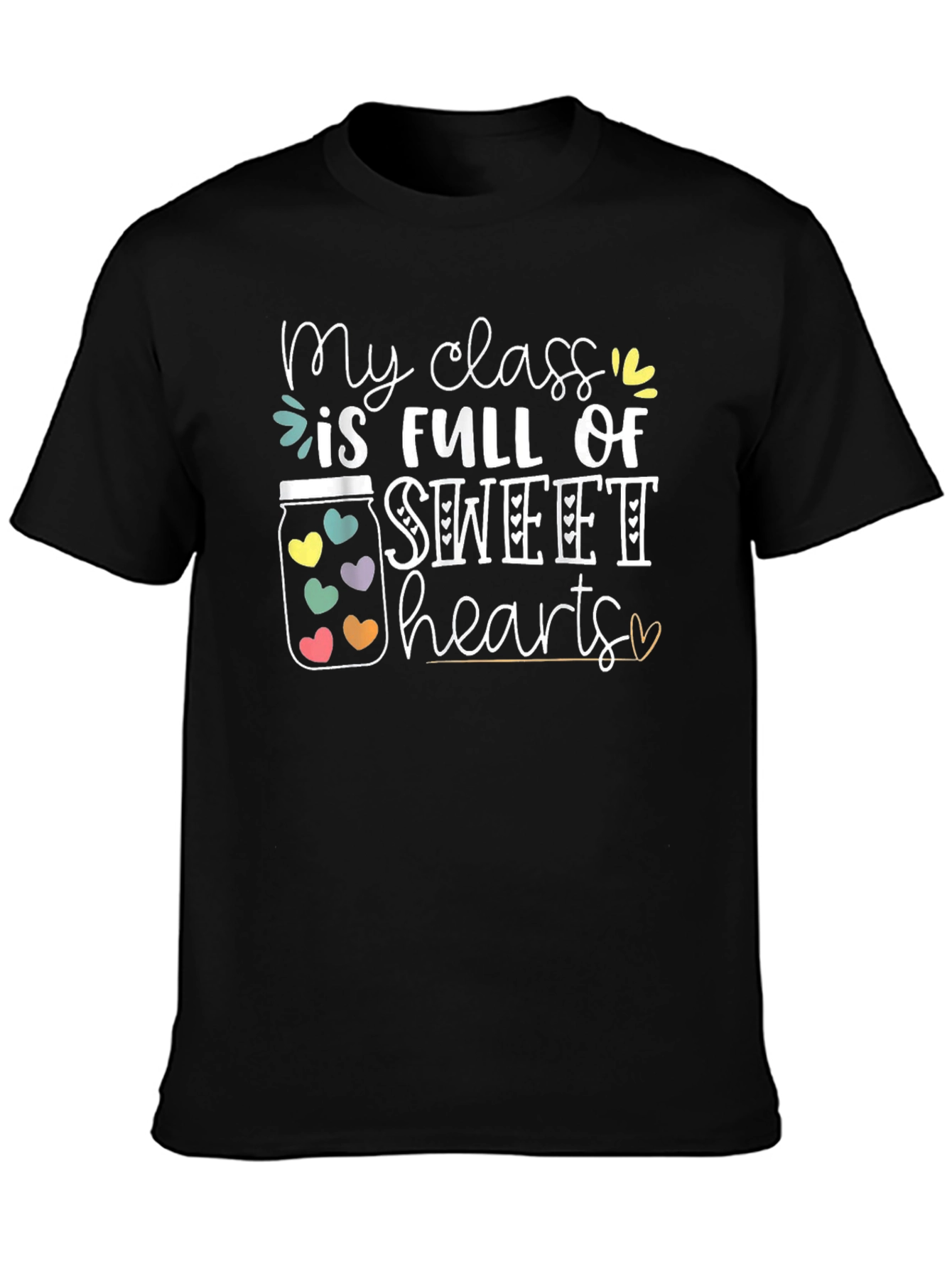 Black Sweet Hearts Teacher T-Shirt view 3