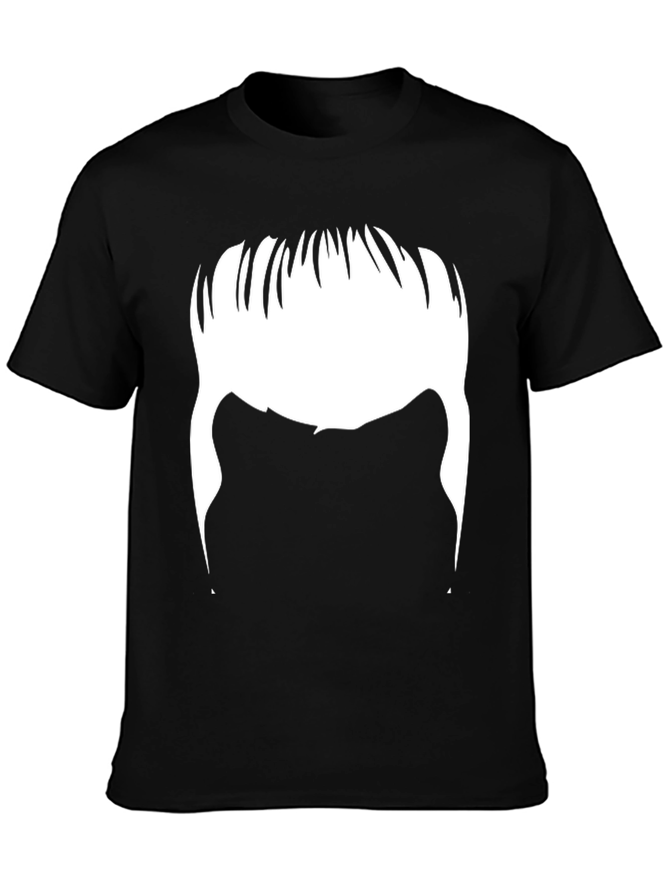 Black Retro Hair Tee - Funny Silhouette T-Shirt view 3