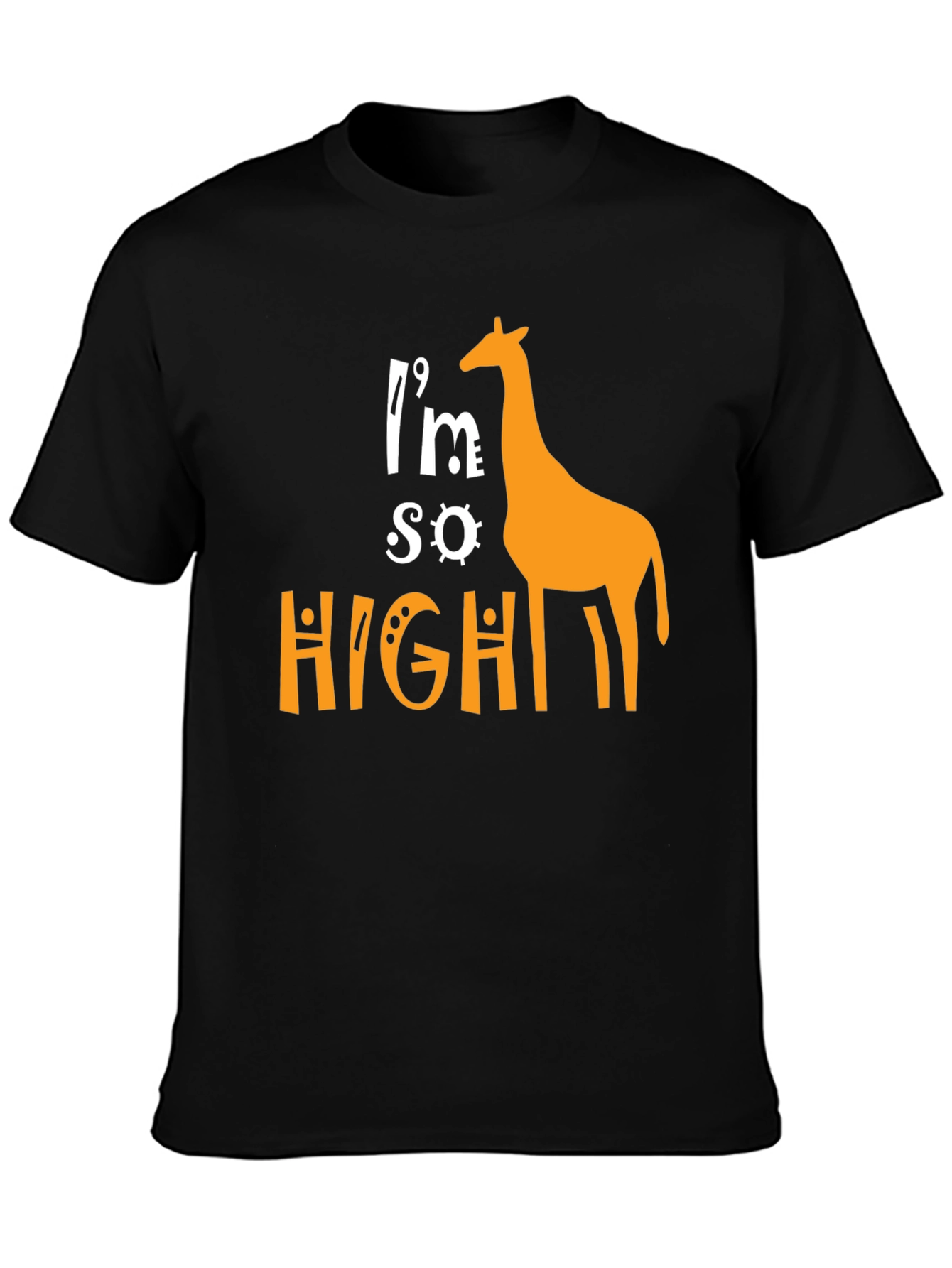 Black I'm So High Giraffe Graphic T-Shirt - Novelty Tee view 3