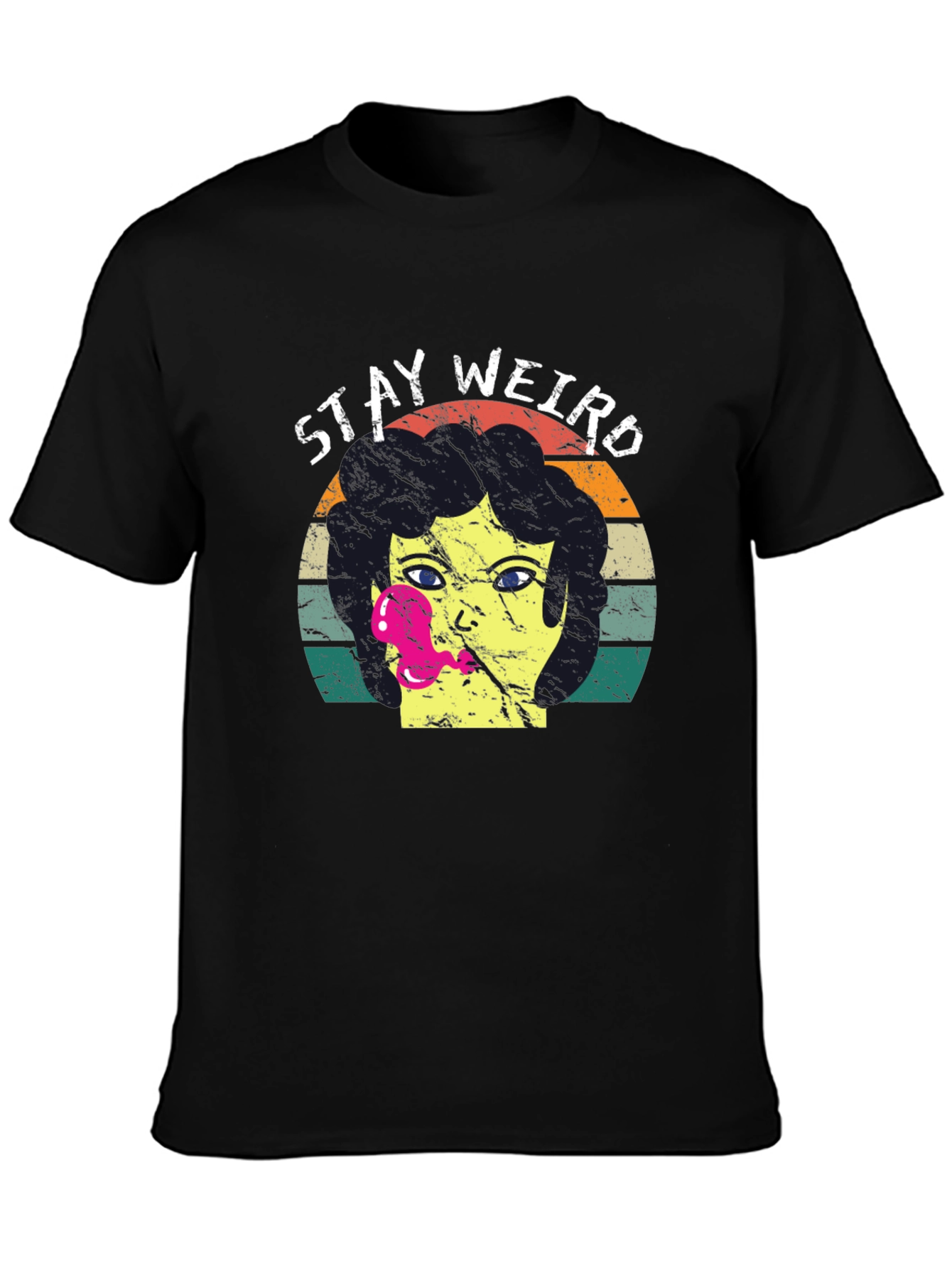 Black Stay Weird Graphic Tee - Retro Style view 3
