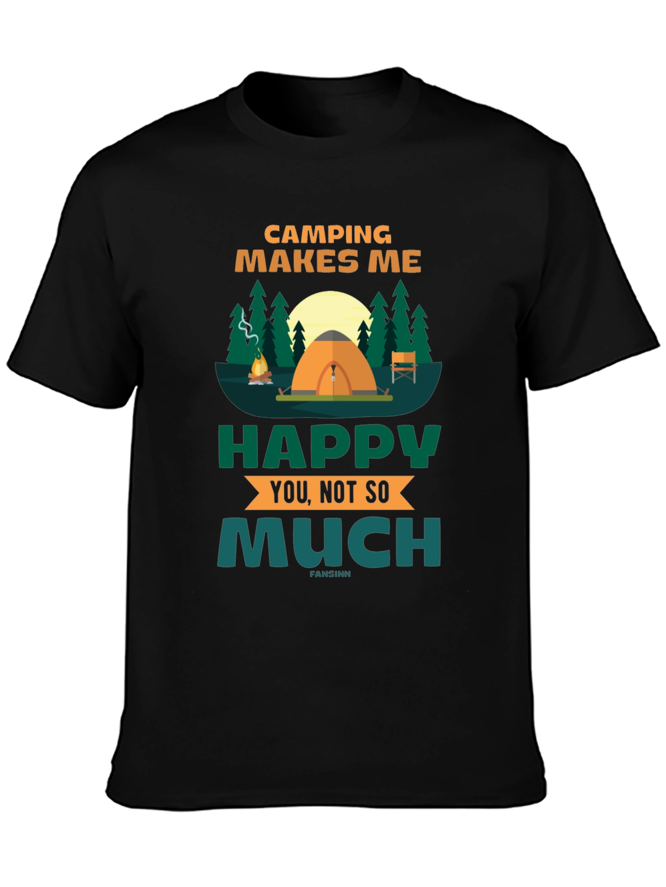Black Camping Makes Me Happy Graphic Tee view 3