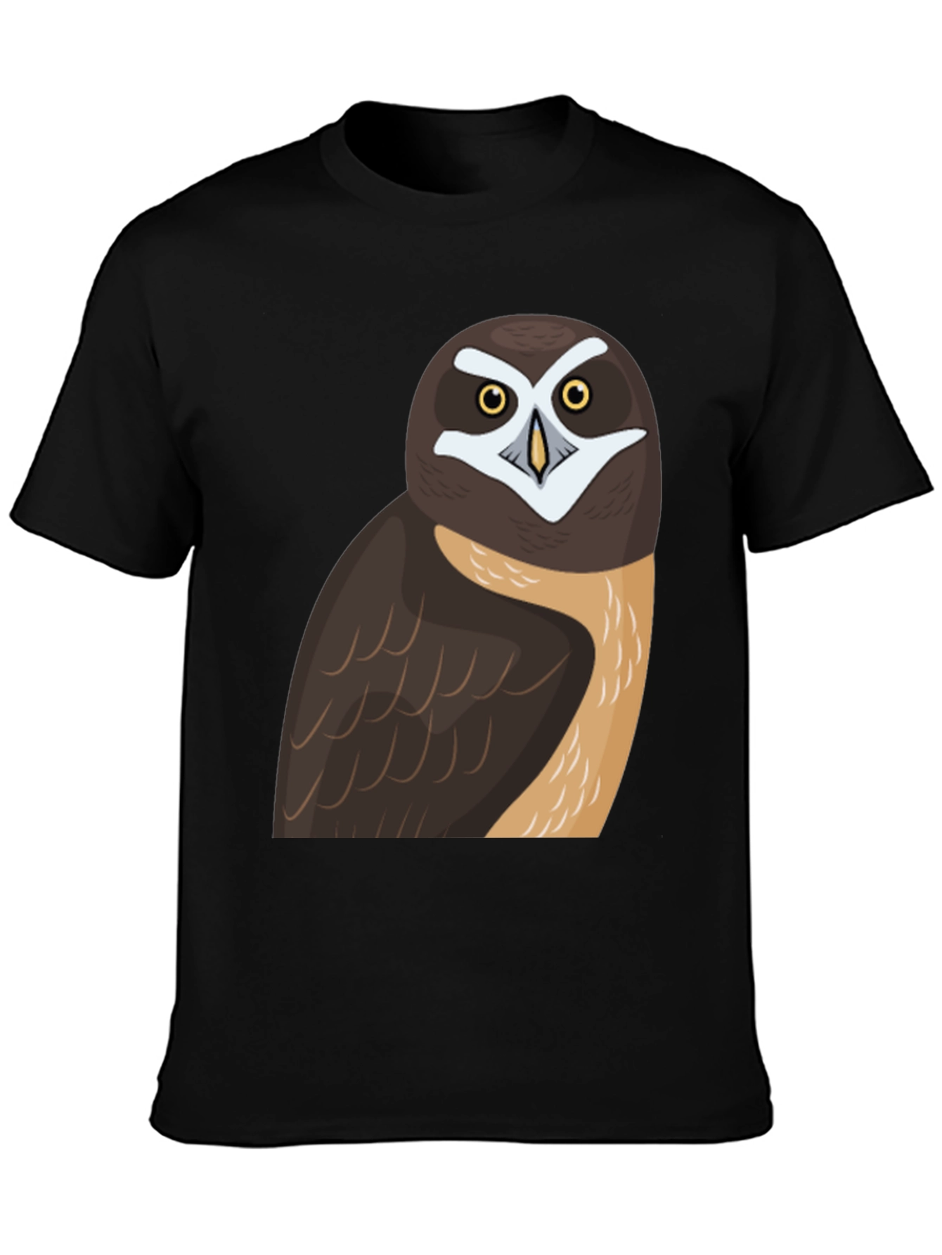 Black Owl Graphic Print T-Shirt, Black Cotton Tee view 3